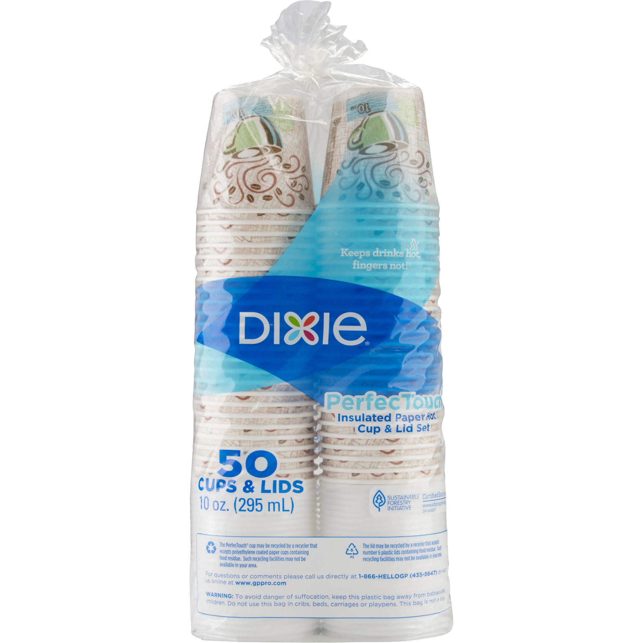 DIXIE 10OZ HOT CUP WITH LIDS DXE5310COMBO600 50CT - Image 1