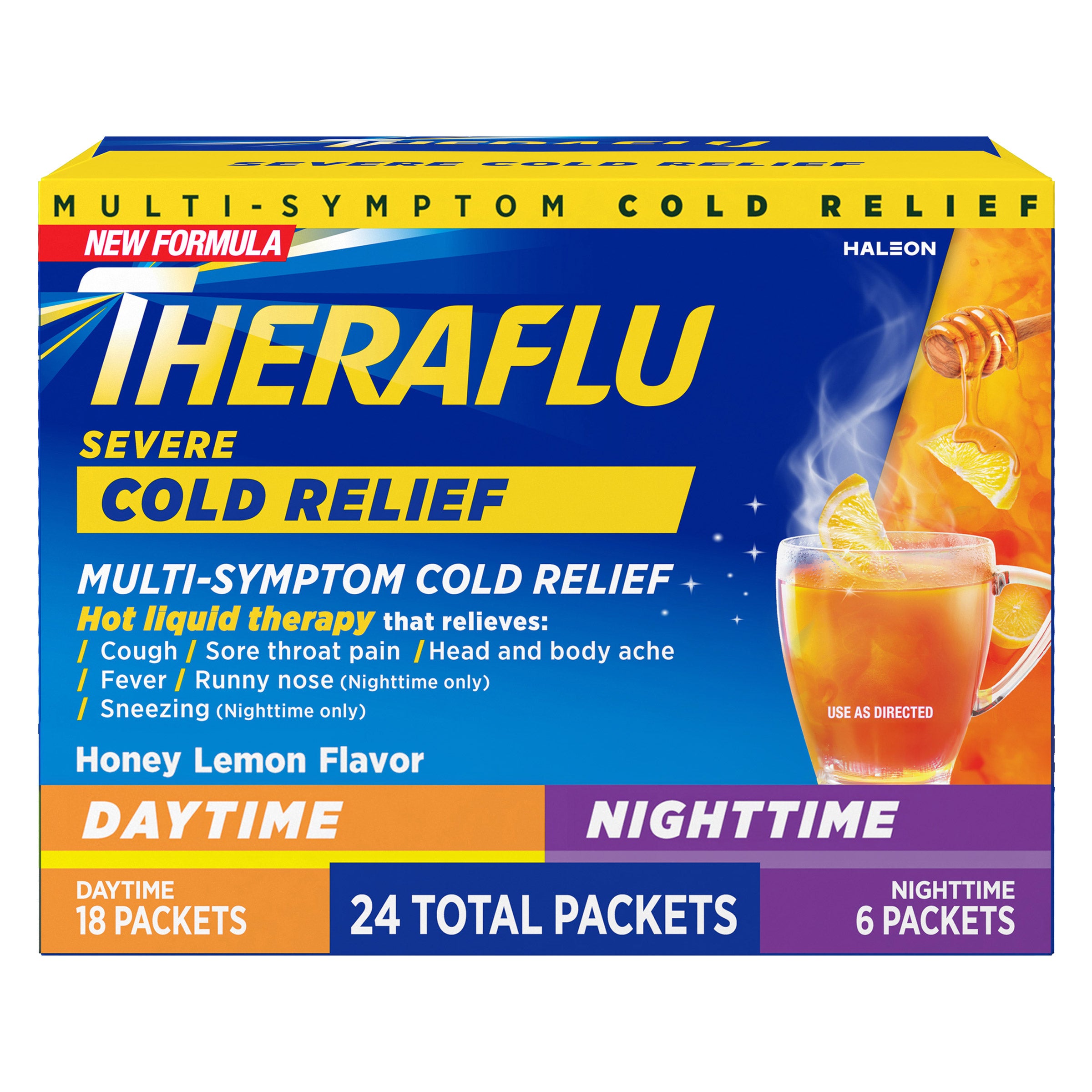 THERAFLU SEVERE COLD RELIEF 24 PACKETS DAY 18CT + NIGHT 6CT - Image 1