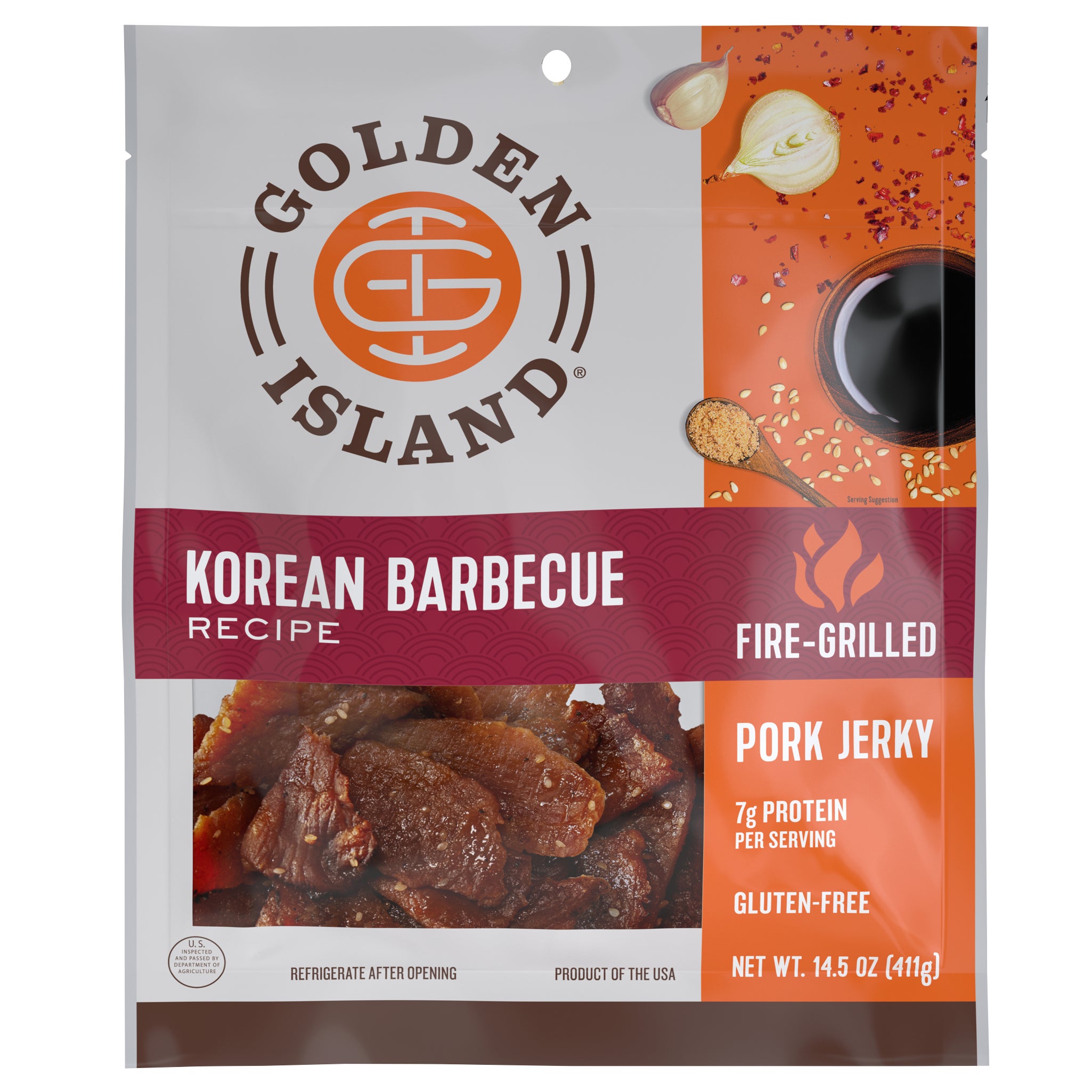 GOLDEN ISLAND KOREAN BBQ PORK JERKY 14.5 OZ (0.91 LB) - Image 1