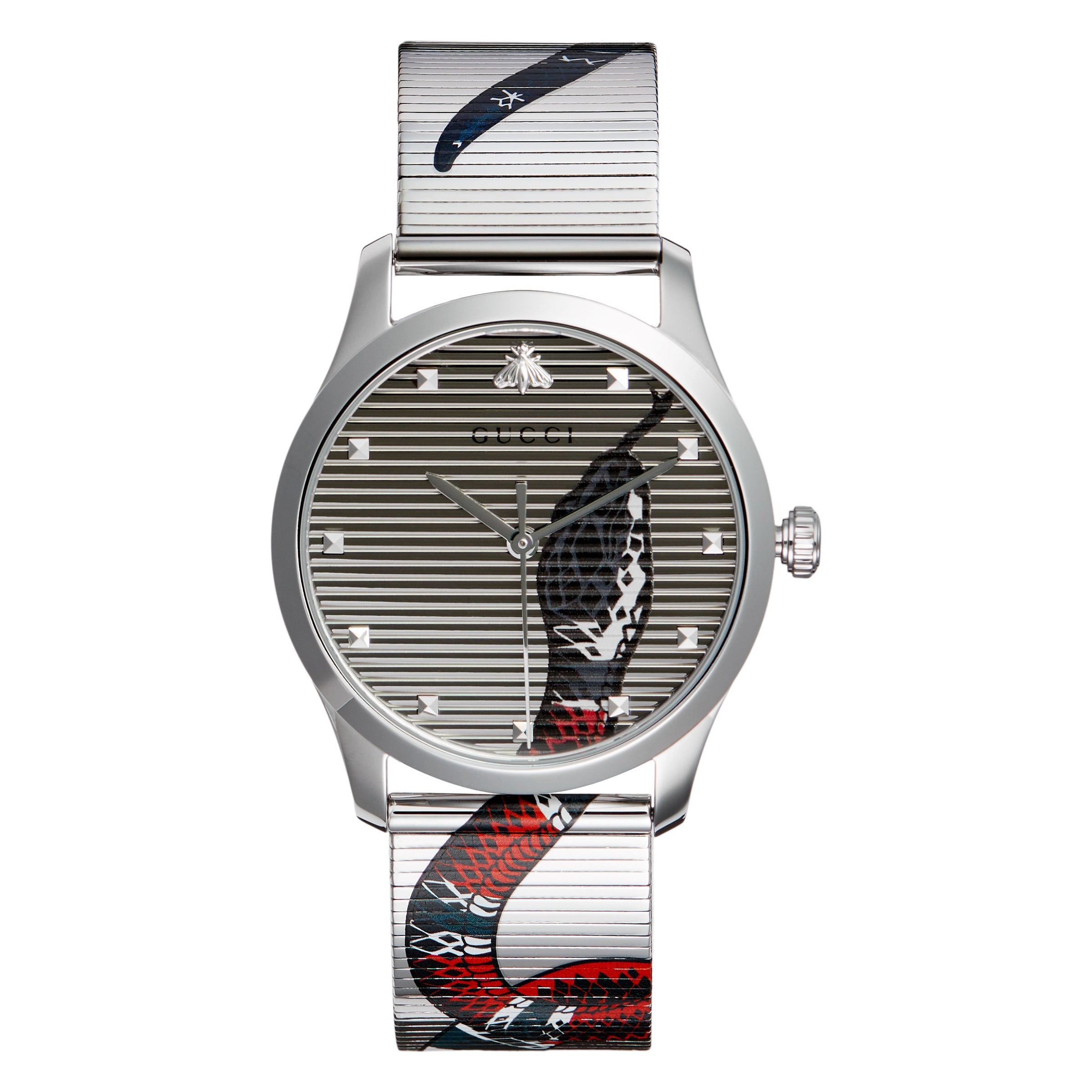 GUCCI G-TIMLESS SNAKE MESH SILVER DIAL UNISEX QUARTZ WATCH - Image 1