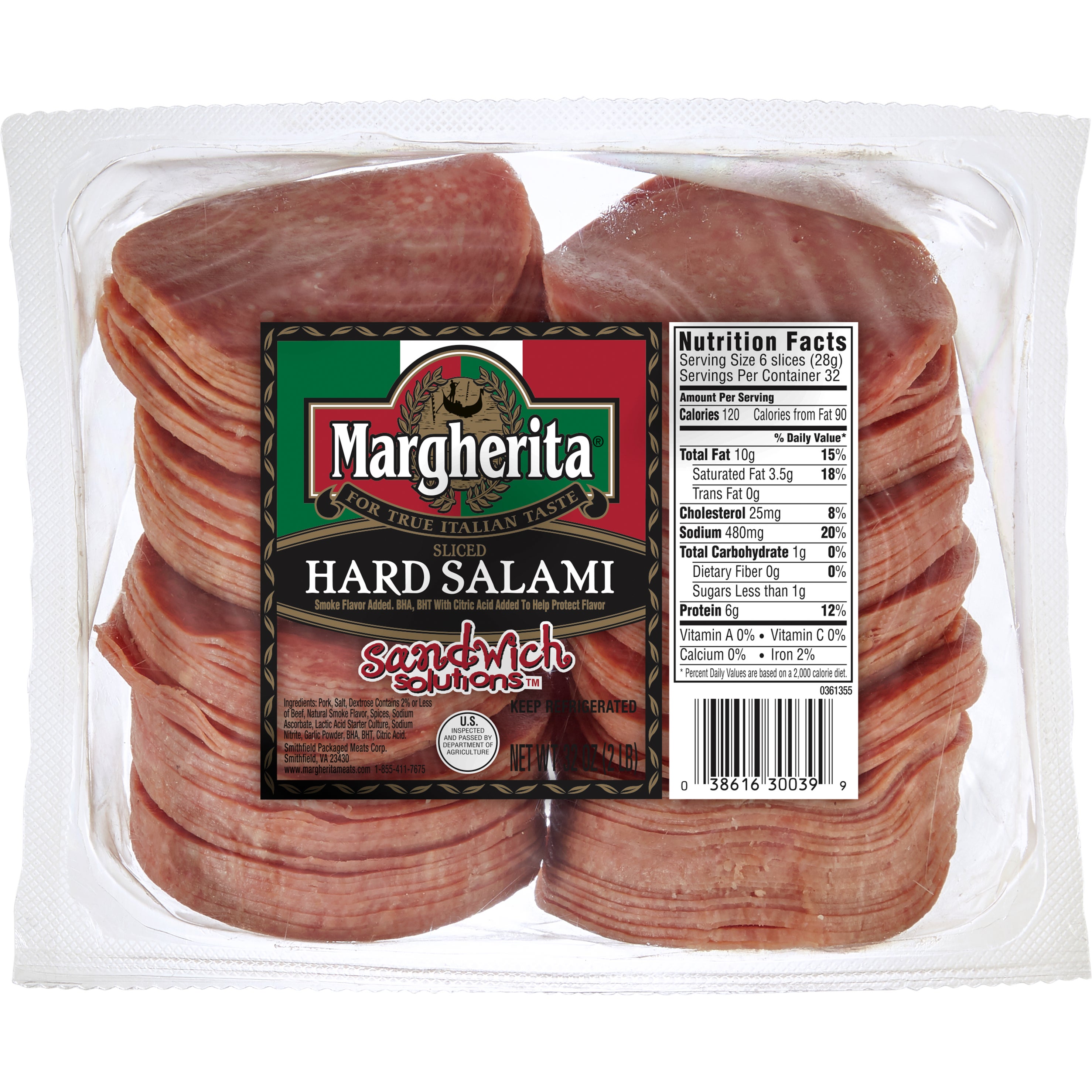 MARGHERITA SANDWICH SLICED HARD SALAMI 2 LBS