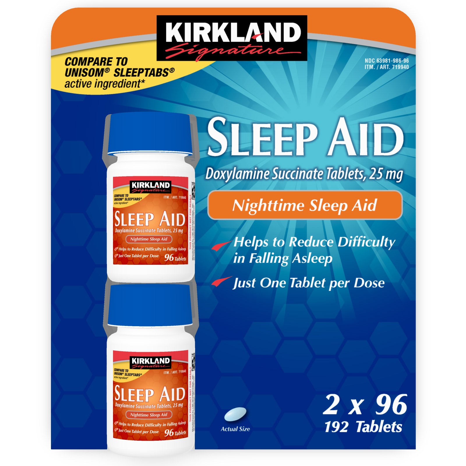 KIRKLAND SIGNATURE SLEEP AID TABLET 2 X 96 TABLETS - Image 1