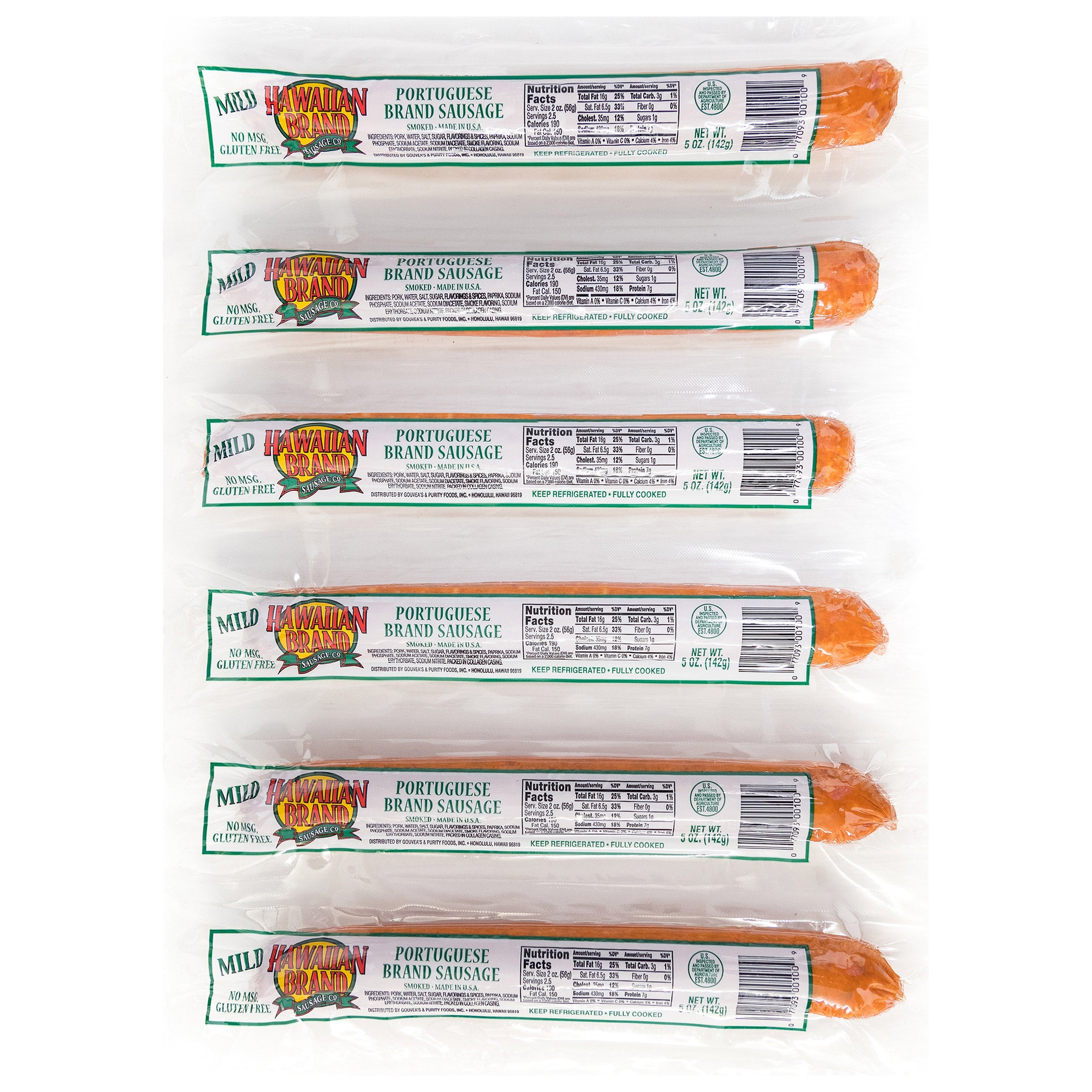 REGO'S PURITY BRAND HAWAIIAN MILD SAUSAGE 6/5 OZ - Image 1