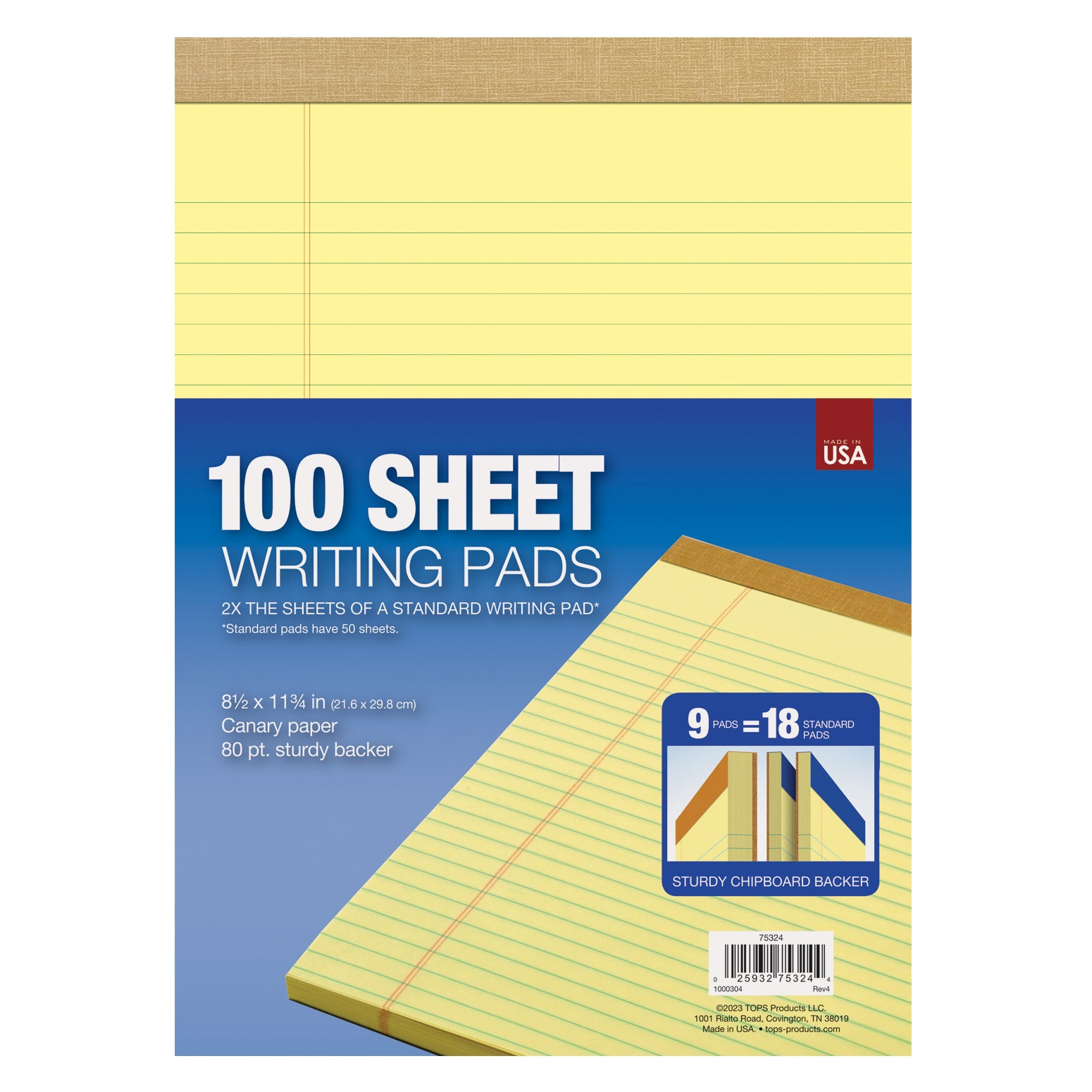 TOPS CANARY WRITING PAD 8.5 X 11.75 9 CT - Image 1
