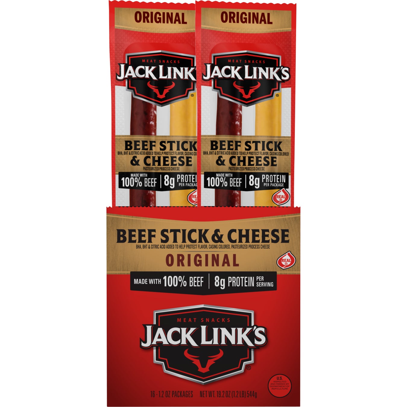 JACK LINK'S BEEF STICK & CHEESE 16 CT/1.2 OZ - Image 1
