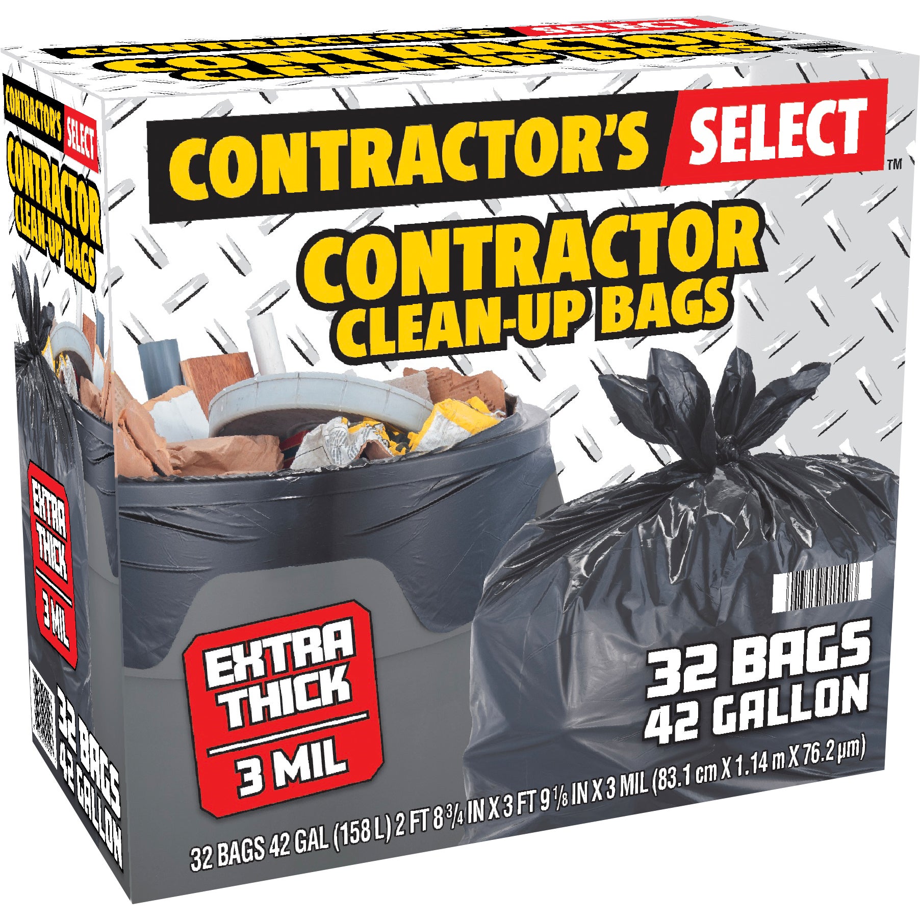 CONTRACTOR'S SELECT CLEAN-UP BAGS 3MIL 32 CT / 42 GALLON