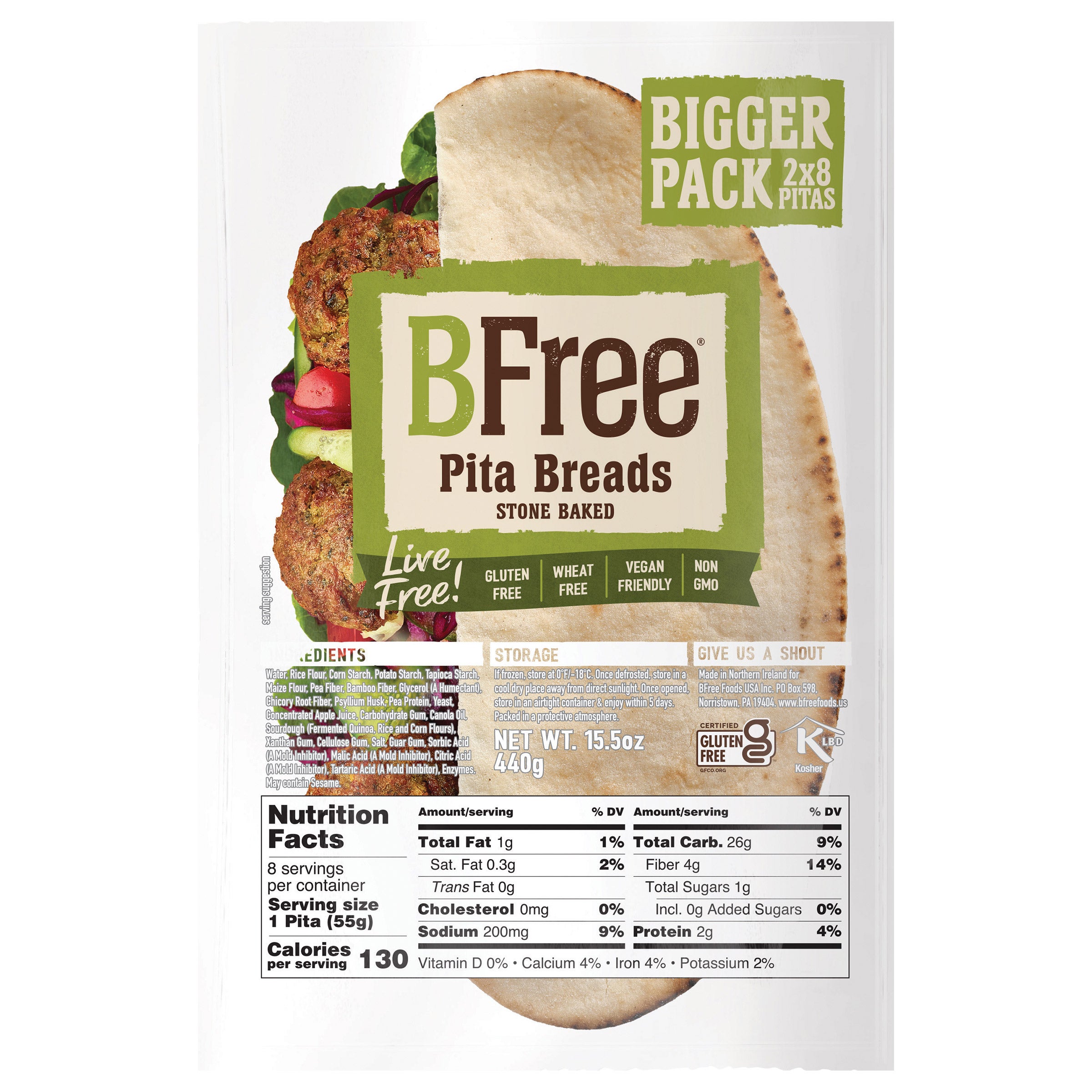 BFREE GLUTEN FREE PITA BREAD 2/8CT