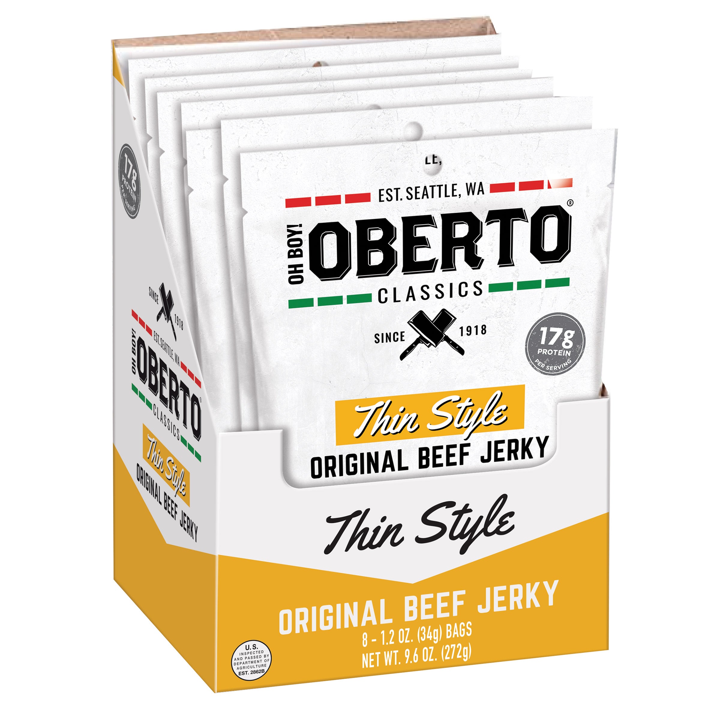 OBERTO THIN STYLE BEEF JERKY 8 CT/1.2 OZ - Image 1