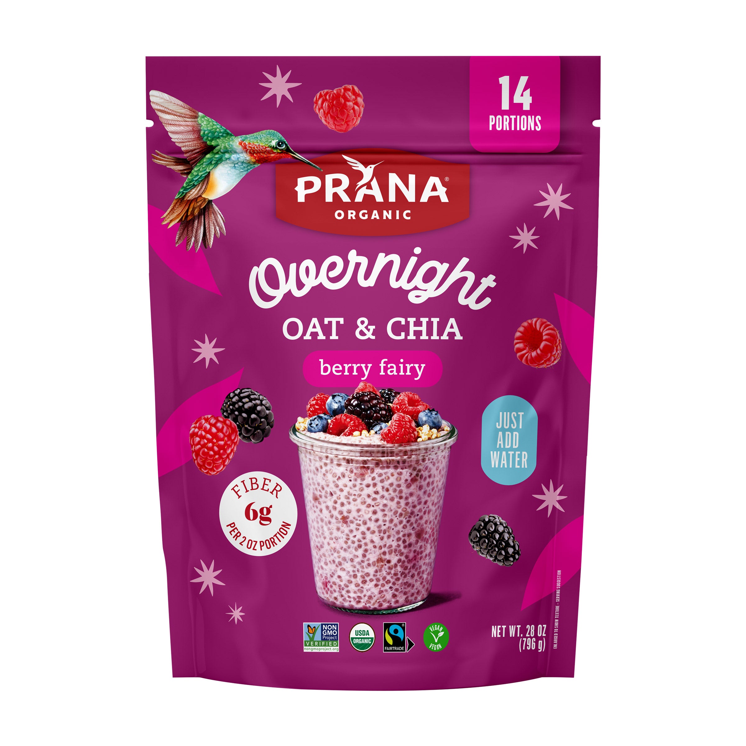PRANA OVERNIGHT CHIA ORGANIC BERRY FAIRY 28 OZ