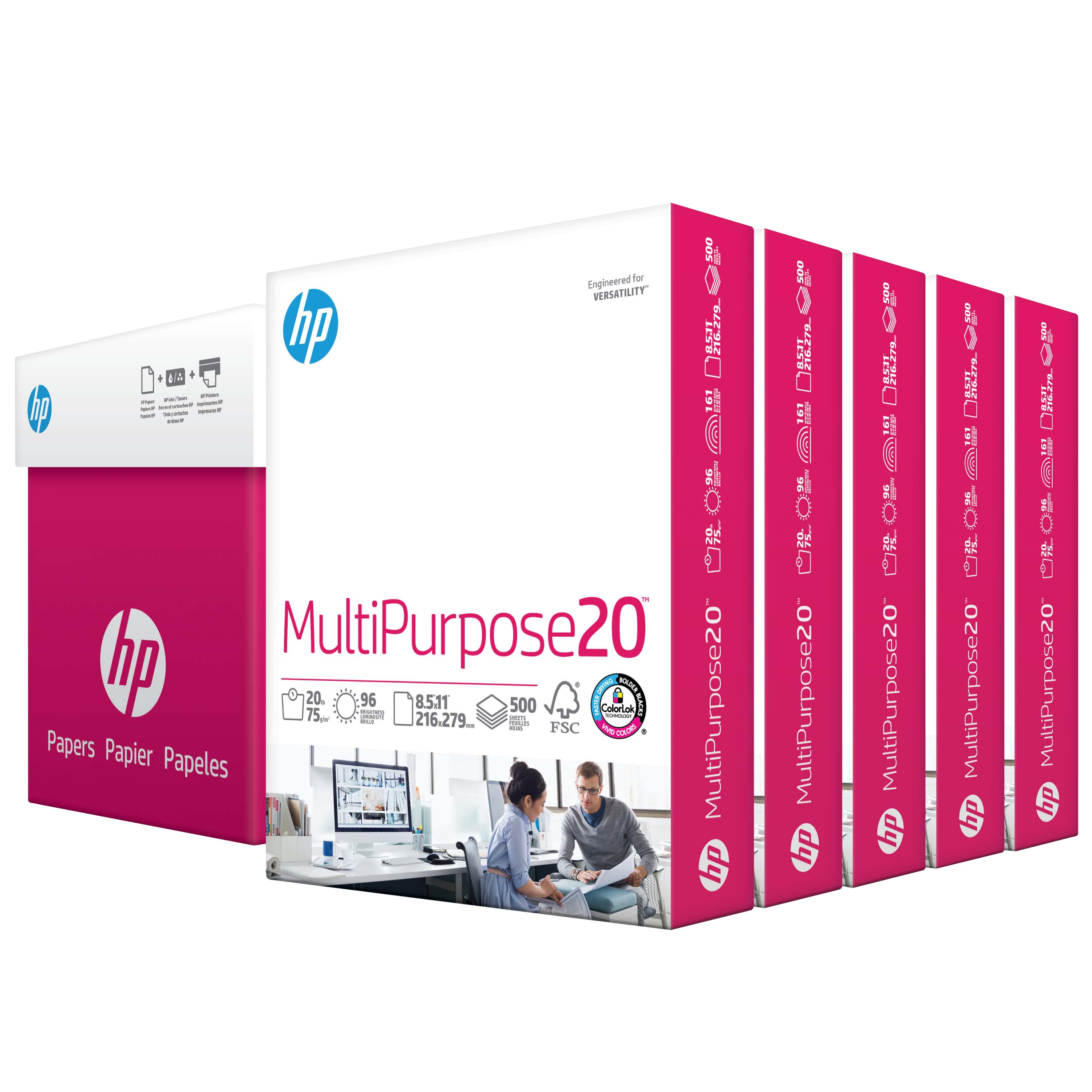 HP MULTIPUPOSE PAPER 96 BRIGHT 20LB HEW115100 2500SHEETS