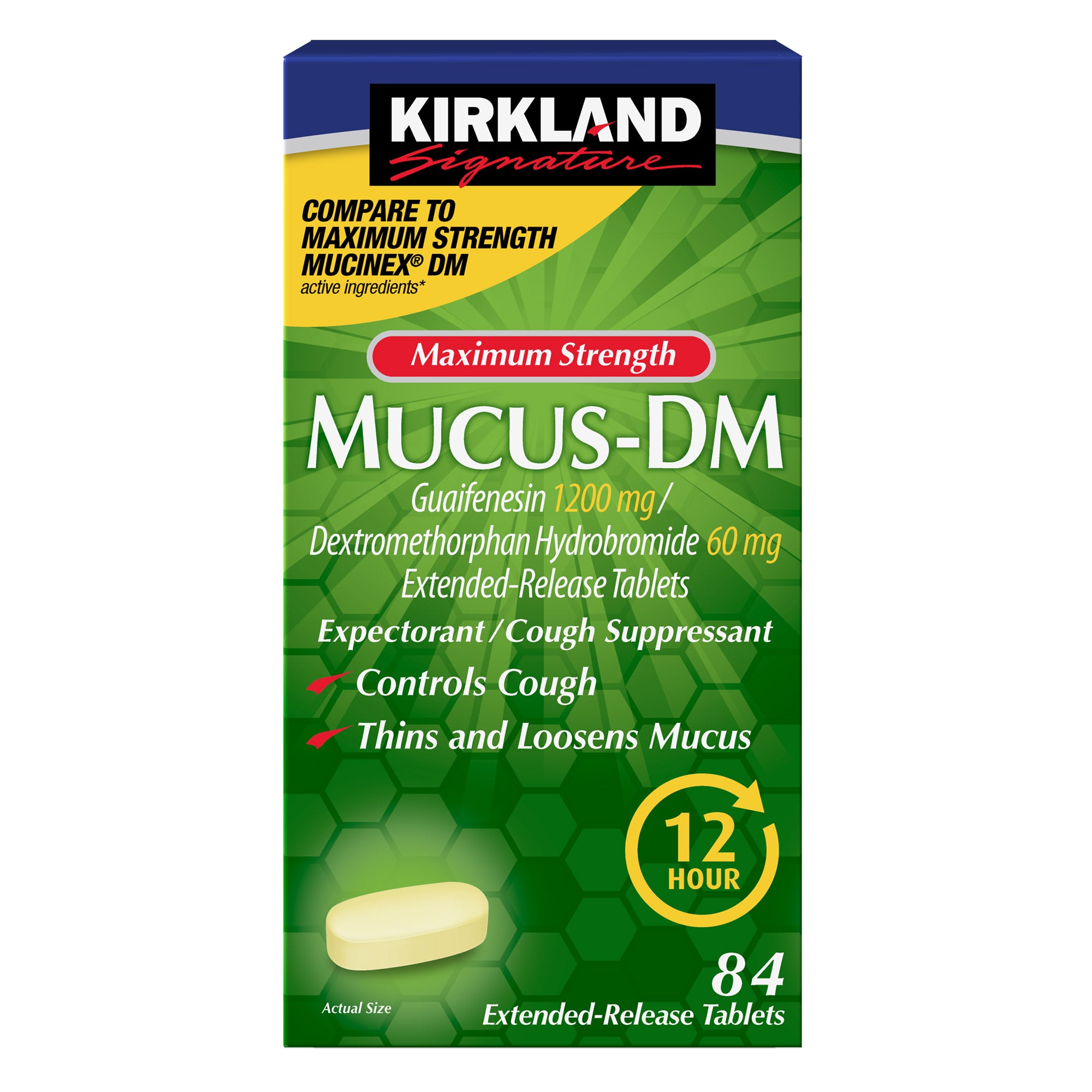 KIRKLAND SIGNATURE MUCUS-DM MAX STRENGTH CAPLETS 84CT - Image 1