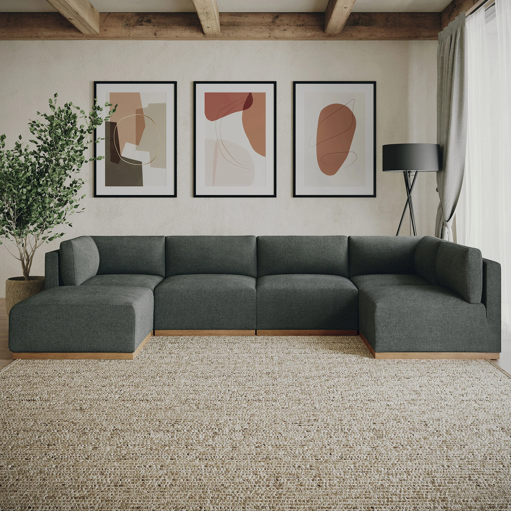 HENREDON MURPHY 6PC MODULAR FABRIC SECTIONAL