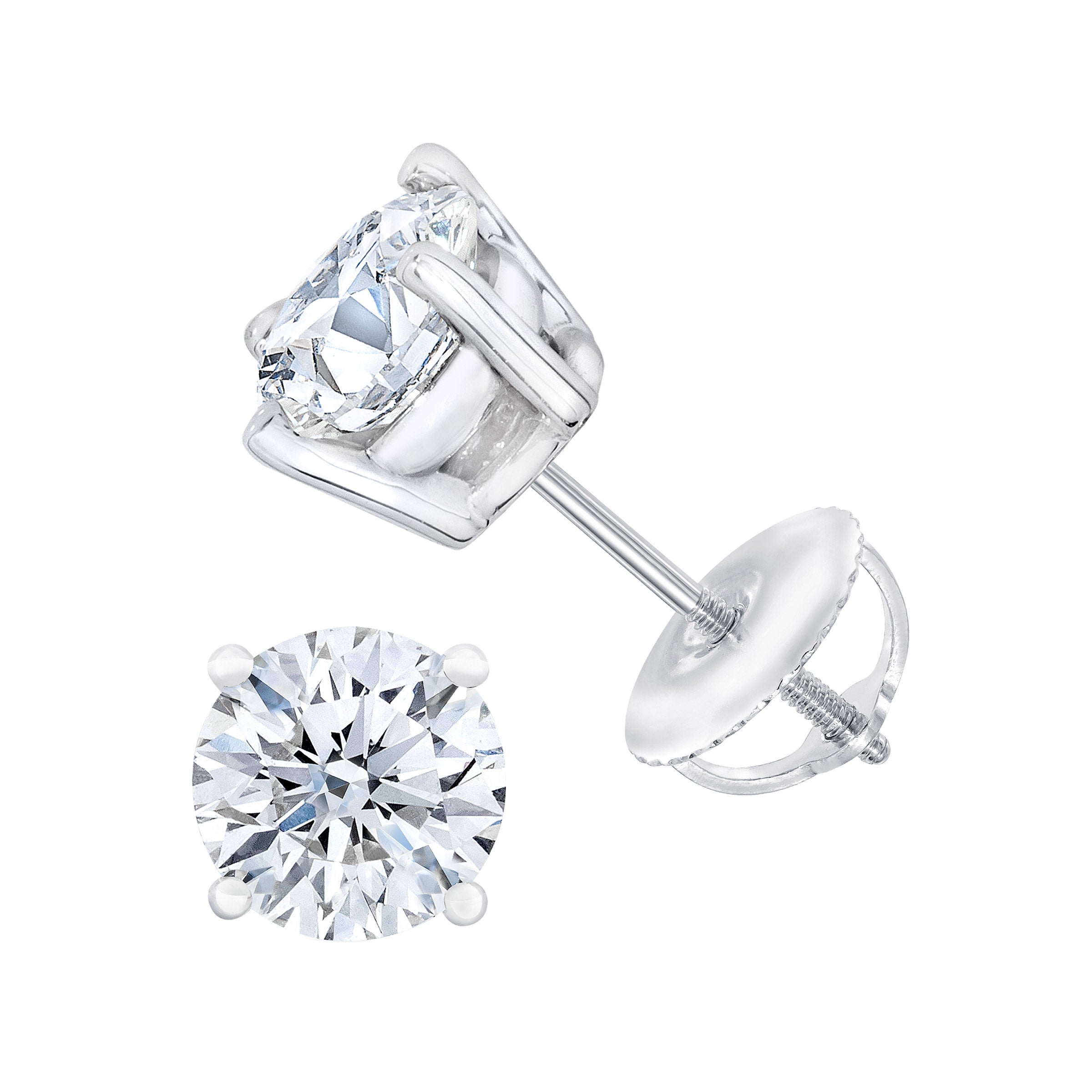 2.42CTW ROUND DIAMOND PLATINUM STUD EARRINGS VVS1/VVS2 ¨H¨ COLOR