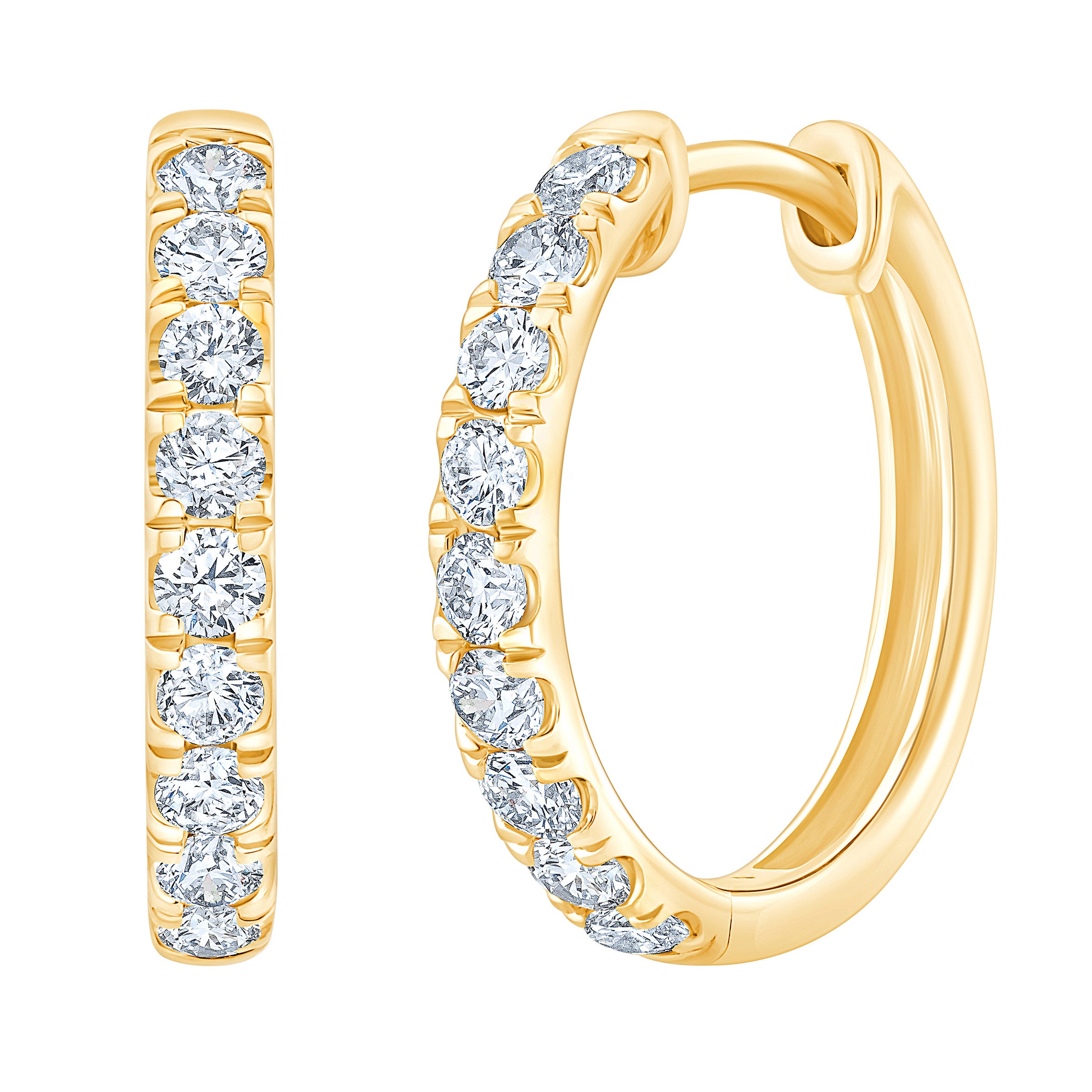 14KT YELLOW GOLD VS2 I 0.50CTW ROUND DIAMOND HOOP EARRINGS - Image 1