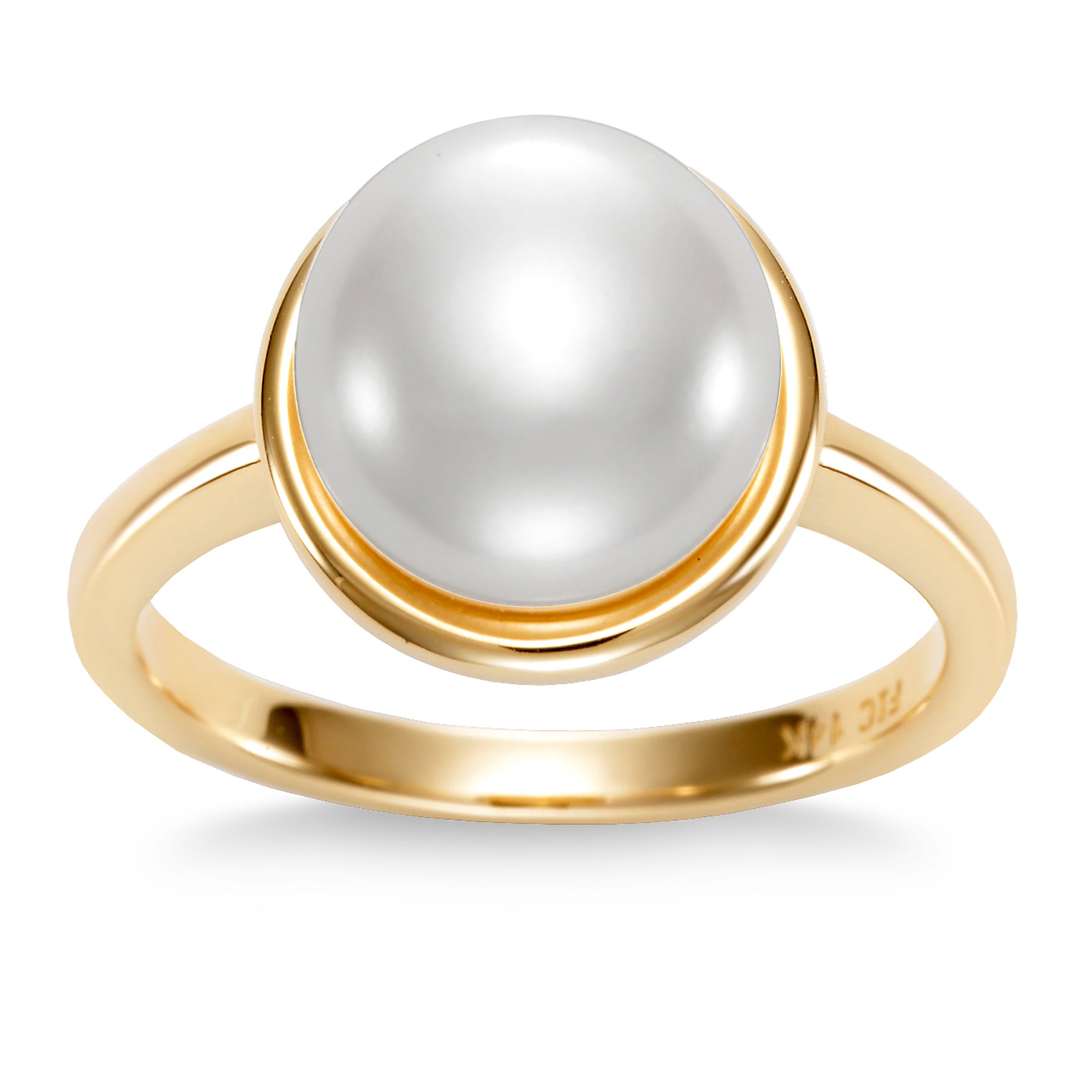 14KT YELLOW GOLD FRESHWATER CULTURED PEARL RING SIZE 7