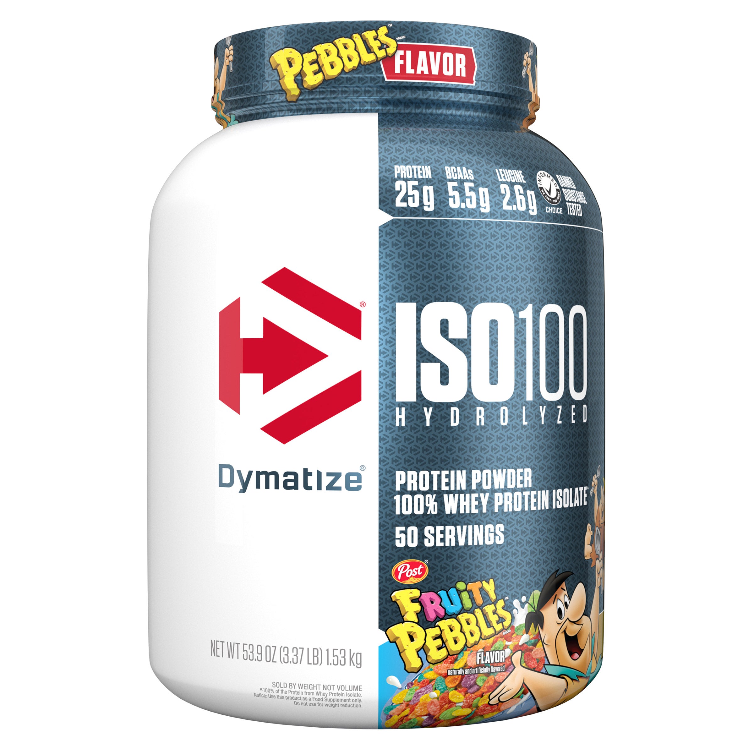 DYMATIZE ISO100 WHEY FRUITY PEBBLES 3.3LBS 50 SERVE, 25G PROTEIN