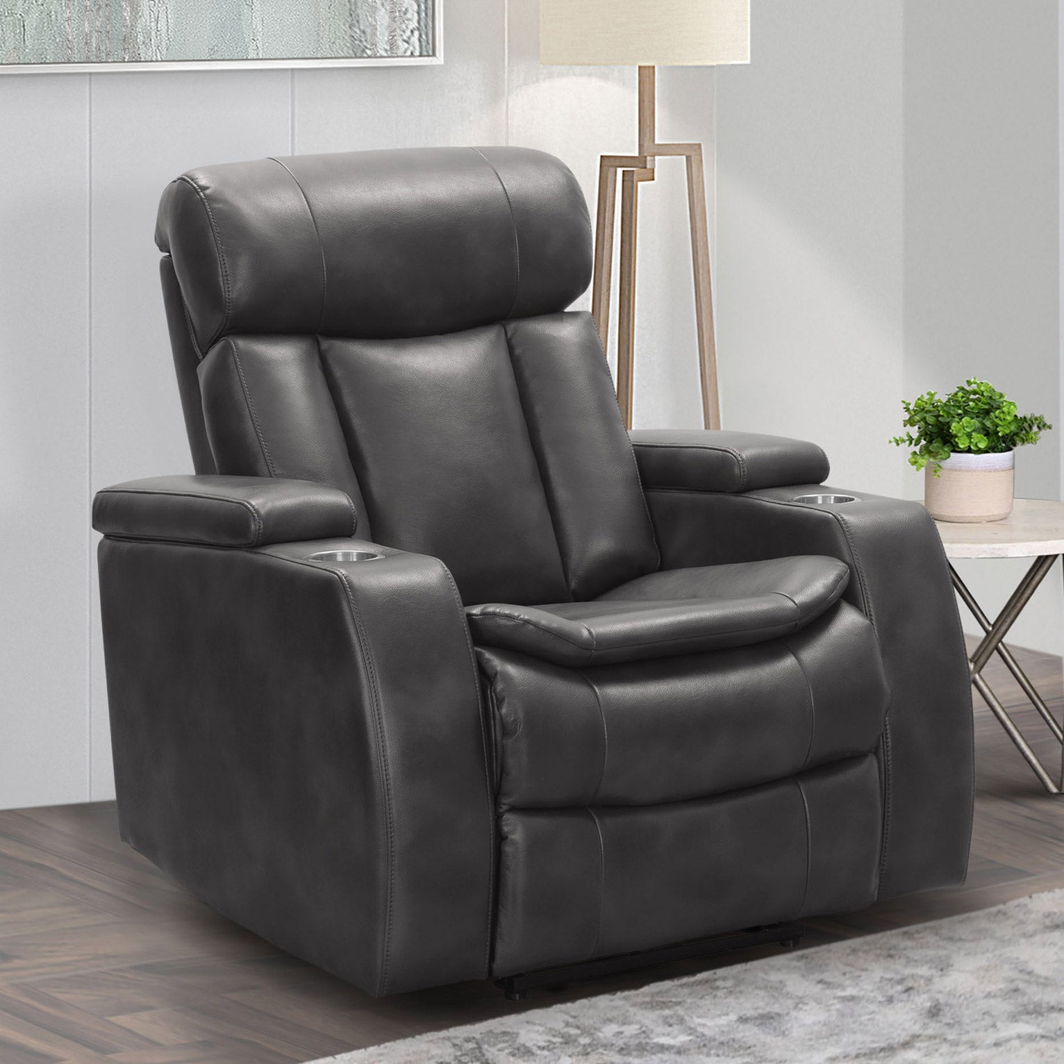 ABBYSON ZAYNE LEATHER POWER THEATER RECLINER - Image 1