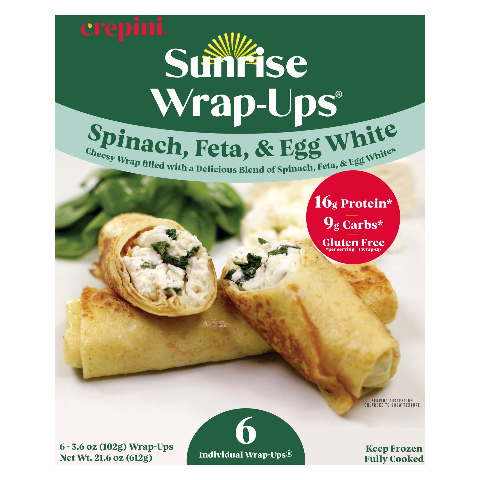 SUNRISE WRAP-UPS SPINACH FETA EGG WHITE 6 COUNT 21.6 OUNCES - Image 1