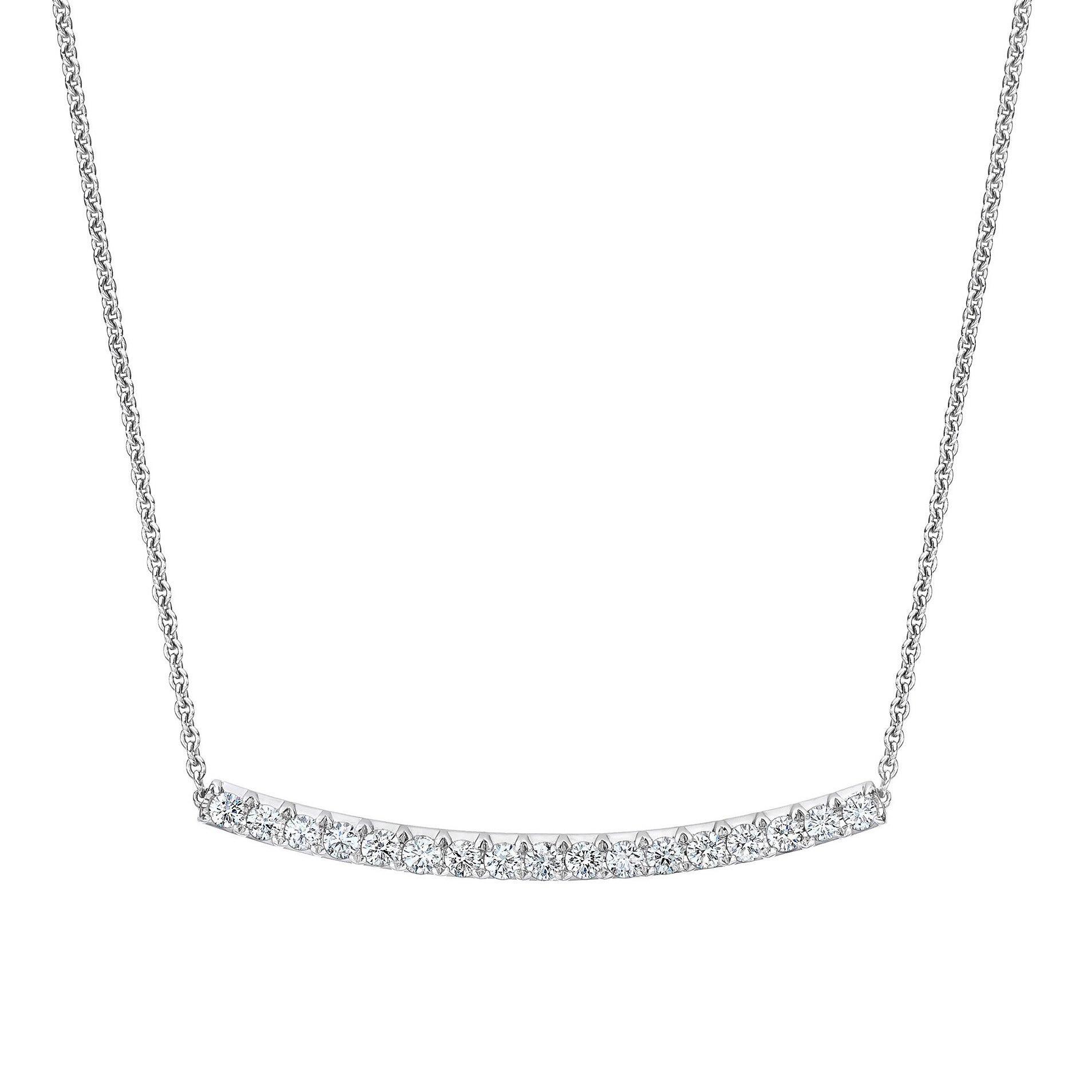 14KT WHITE GOLD VS2 I 1.00CTW ROUND DIAMOND BAR NECKLACE - Image 1