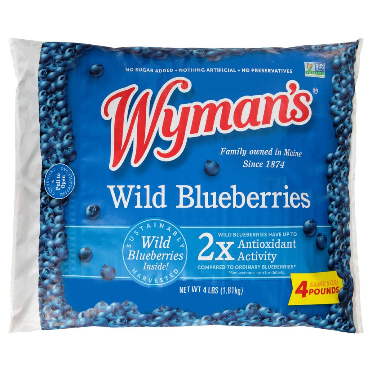 WYMAN'S WILD BLUEBERRIES 4 POUND BAG