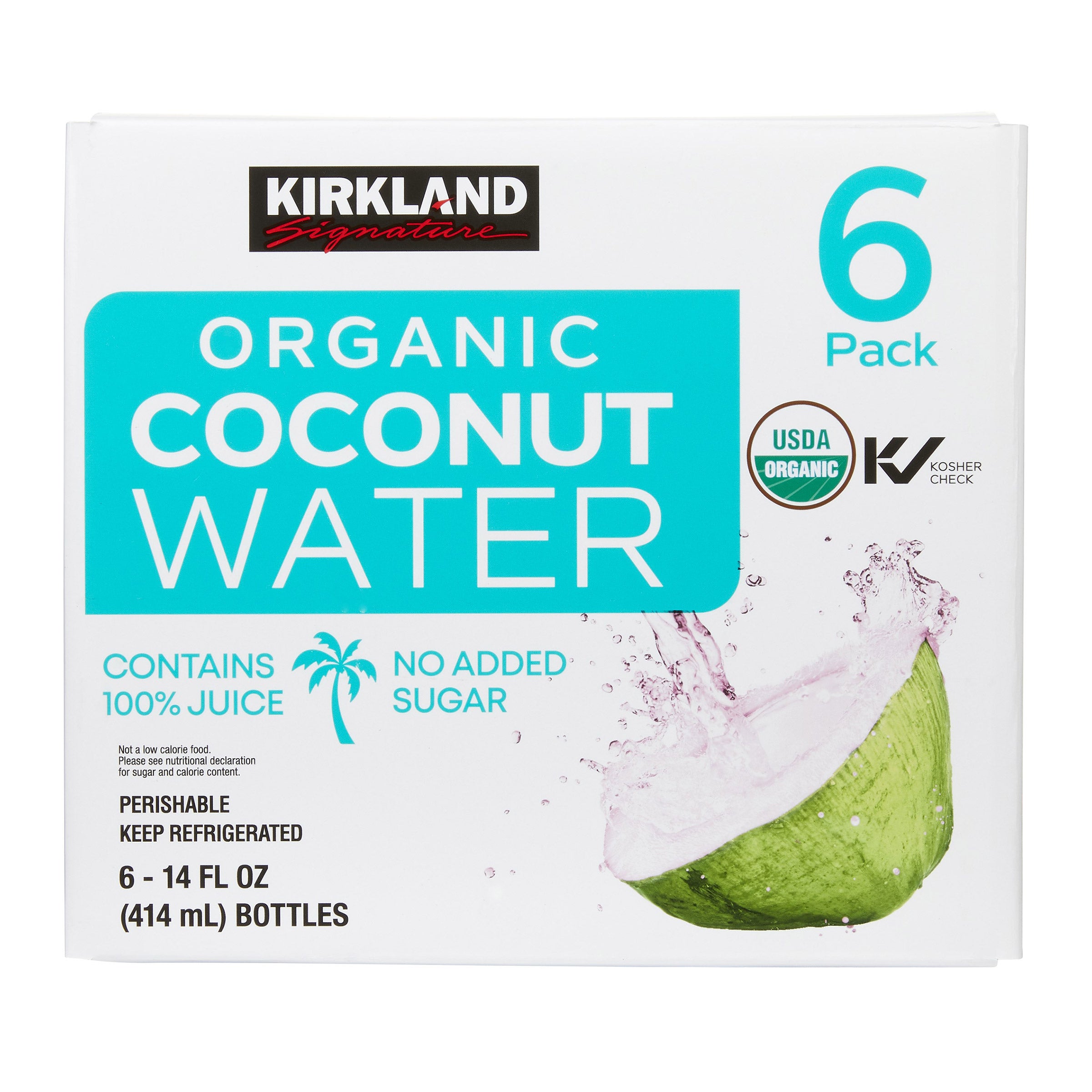KIRKLAND SIGNATURE ORGANIC COCONUT WATER 6/14 OUNCE BOTTLES - Image 1