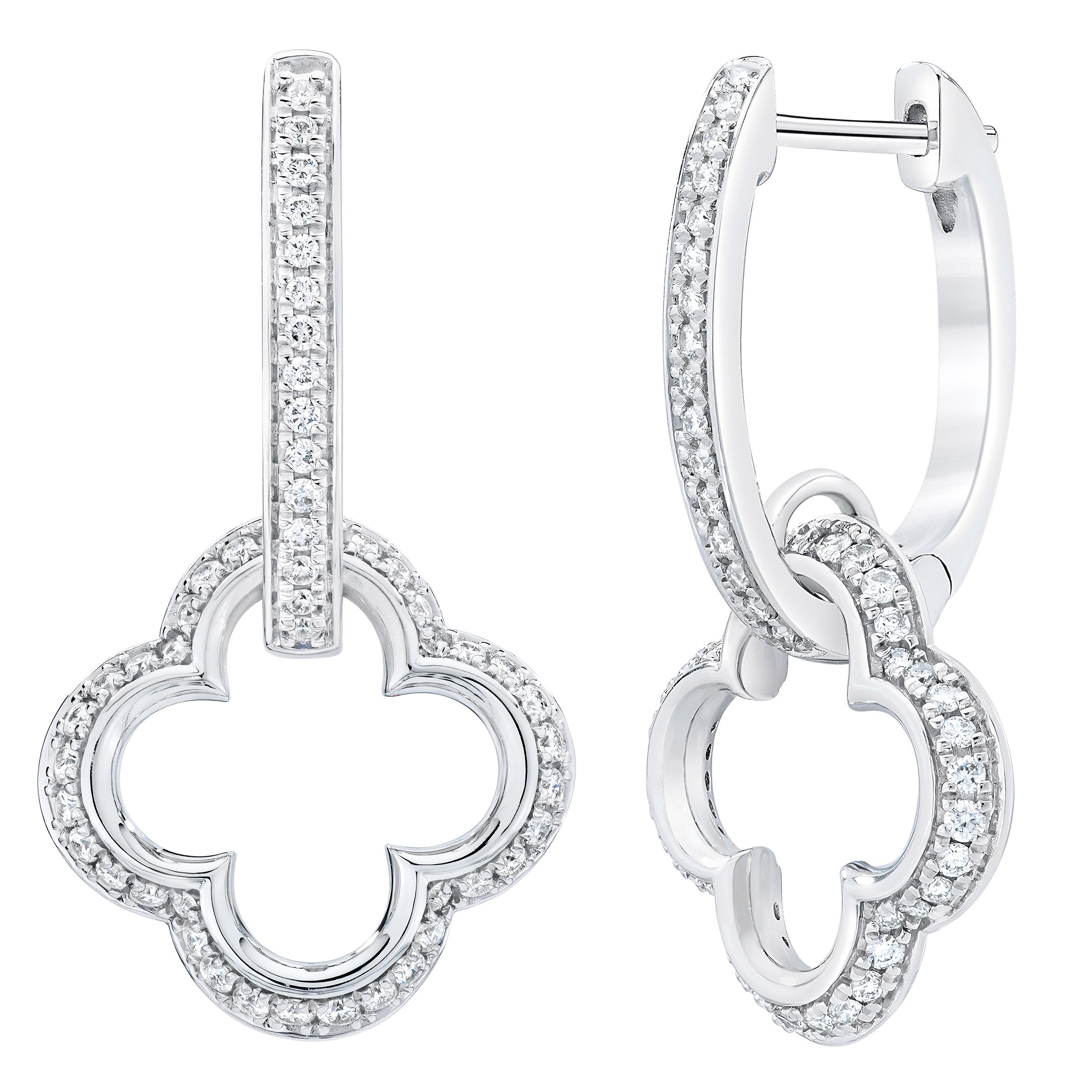 14KT WHITE GOLD VS2 I 0.50CTW ROUND DIAMOND DANGLE EARRINGS - Image 1