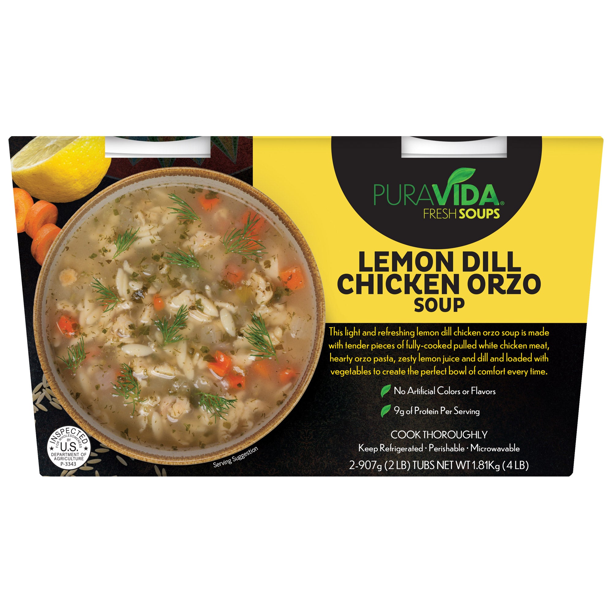PURAVIDA FOODS LEMON DILL CHICKEN ORZO SOUP 2/32 OZ - Image 1