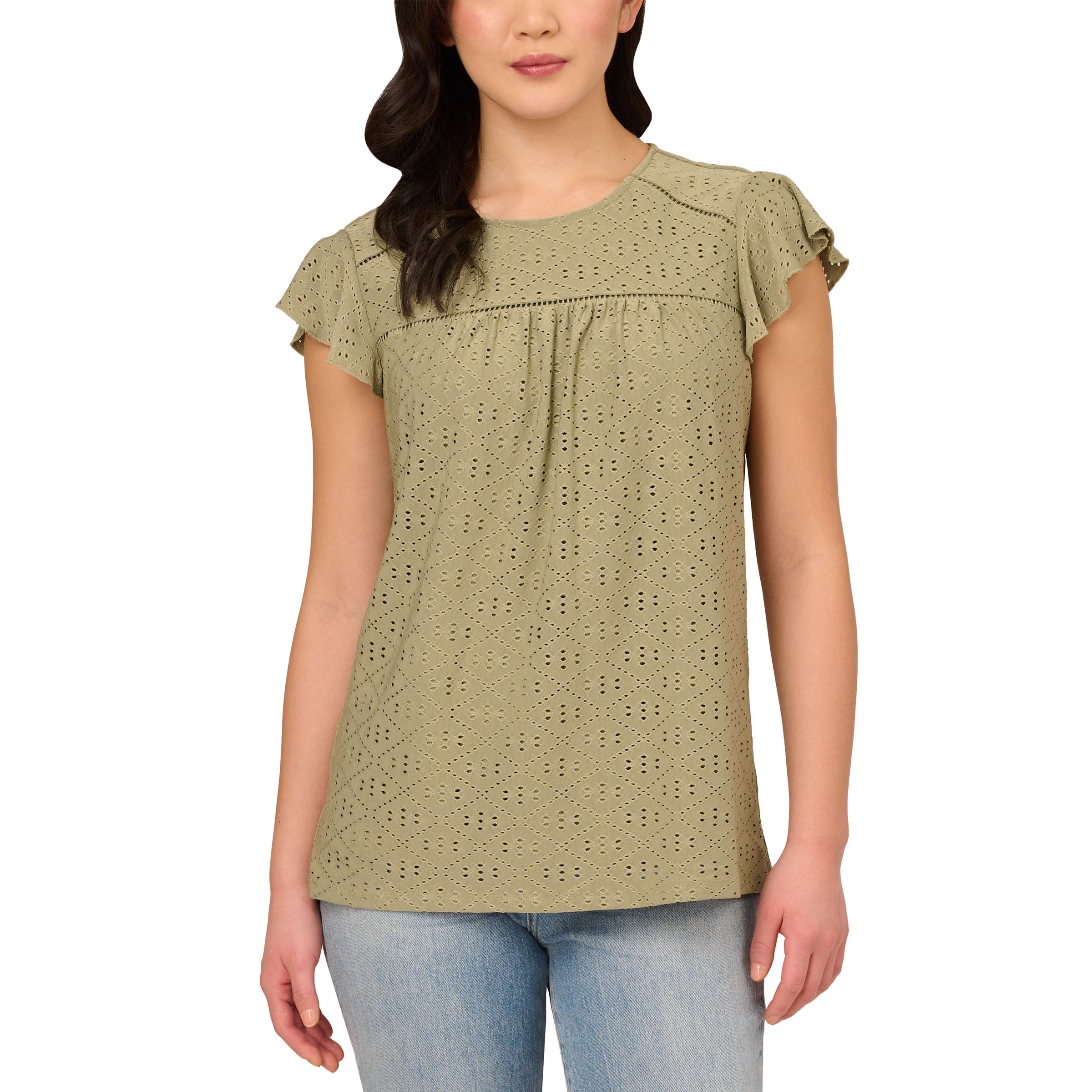 ADRIANNA PAPELL LADIES' EYELET TOP