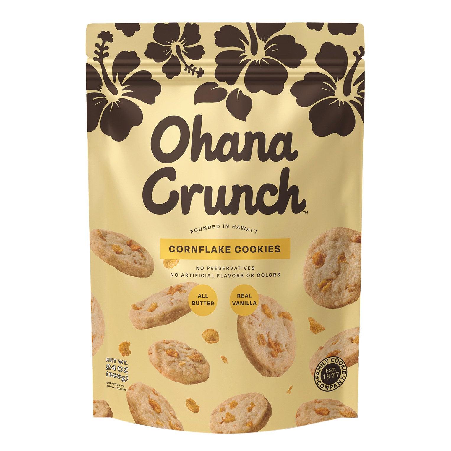OHANA CRUNCH CORNFLAKE COOKIES 24 OUNCE BAG