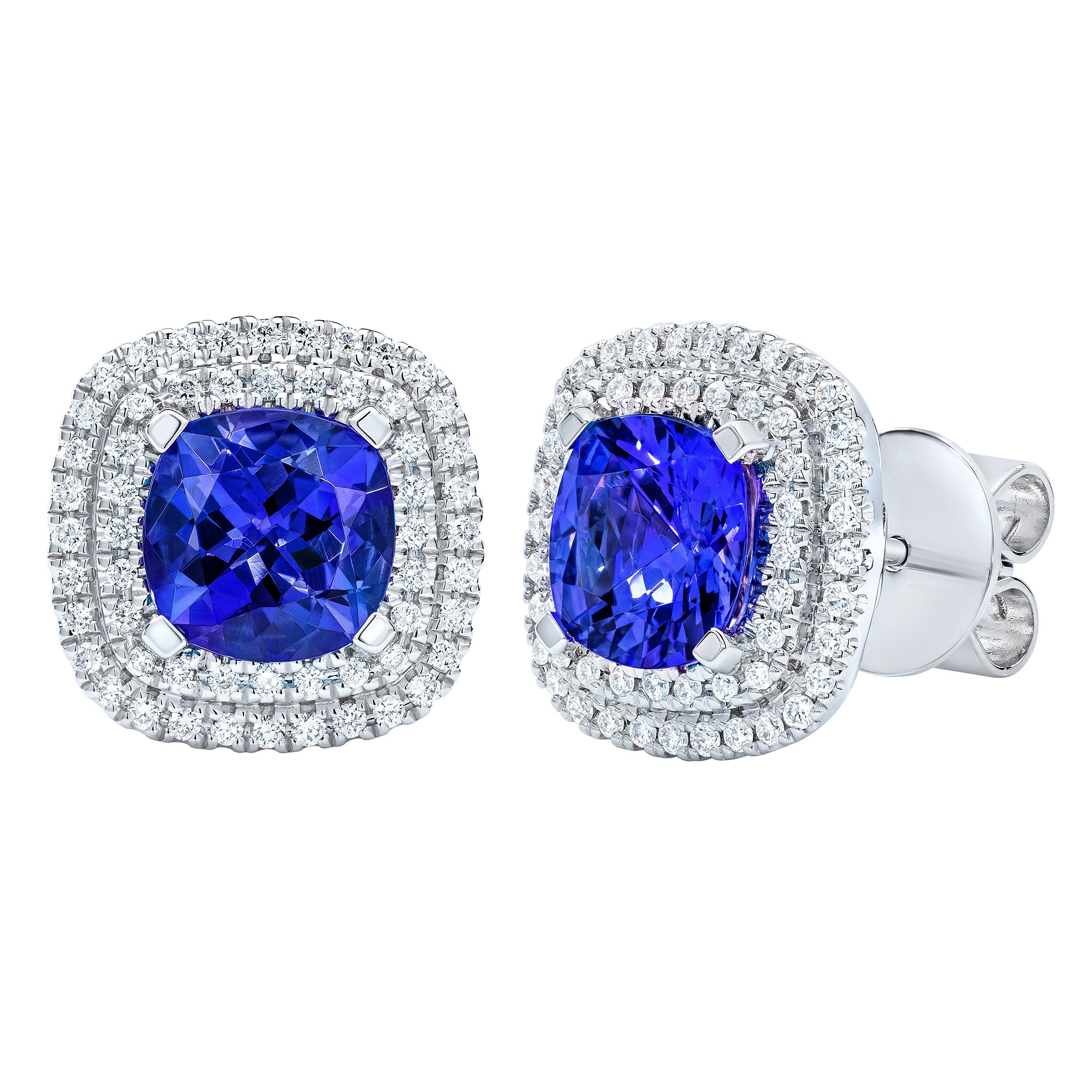 18KT WHITE GOLD VS2 I 0.35CTW DIAMOND & TANZANITE EARRINGS - Image 1