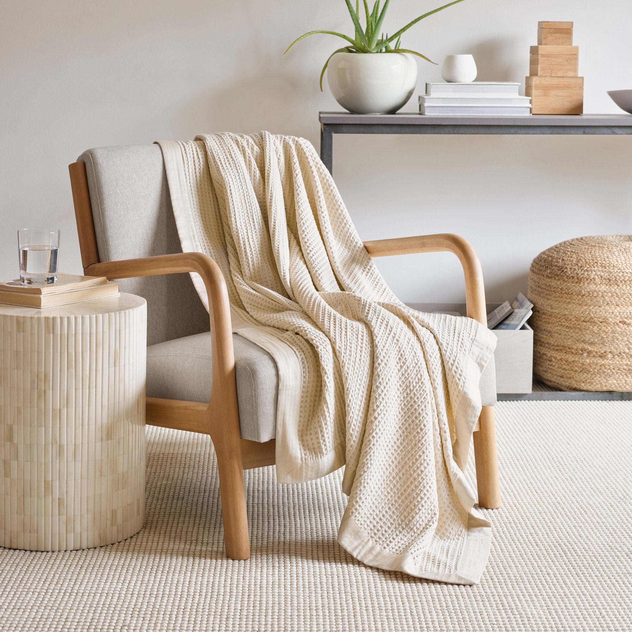 JENNIFER ADAMS COTTON WAFFLE THROW 60¨ X 70¨