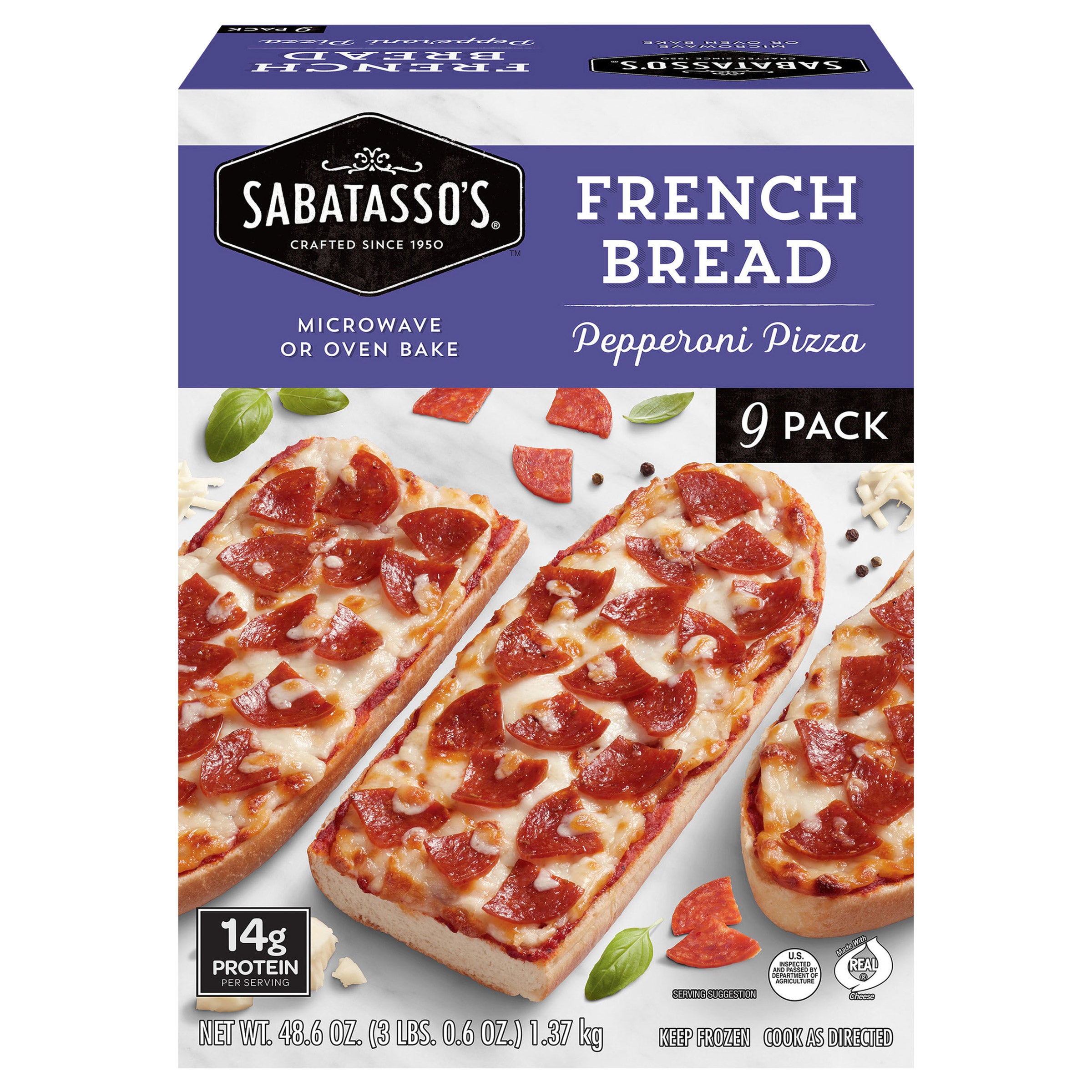 SABATASSO'S FRENCH BREAD PIZZA 9 COUNT 48.6 OUNCES