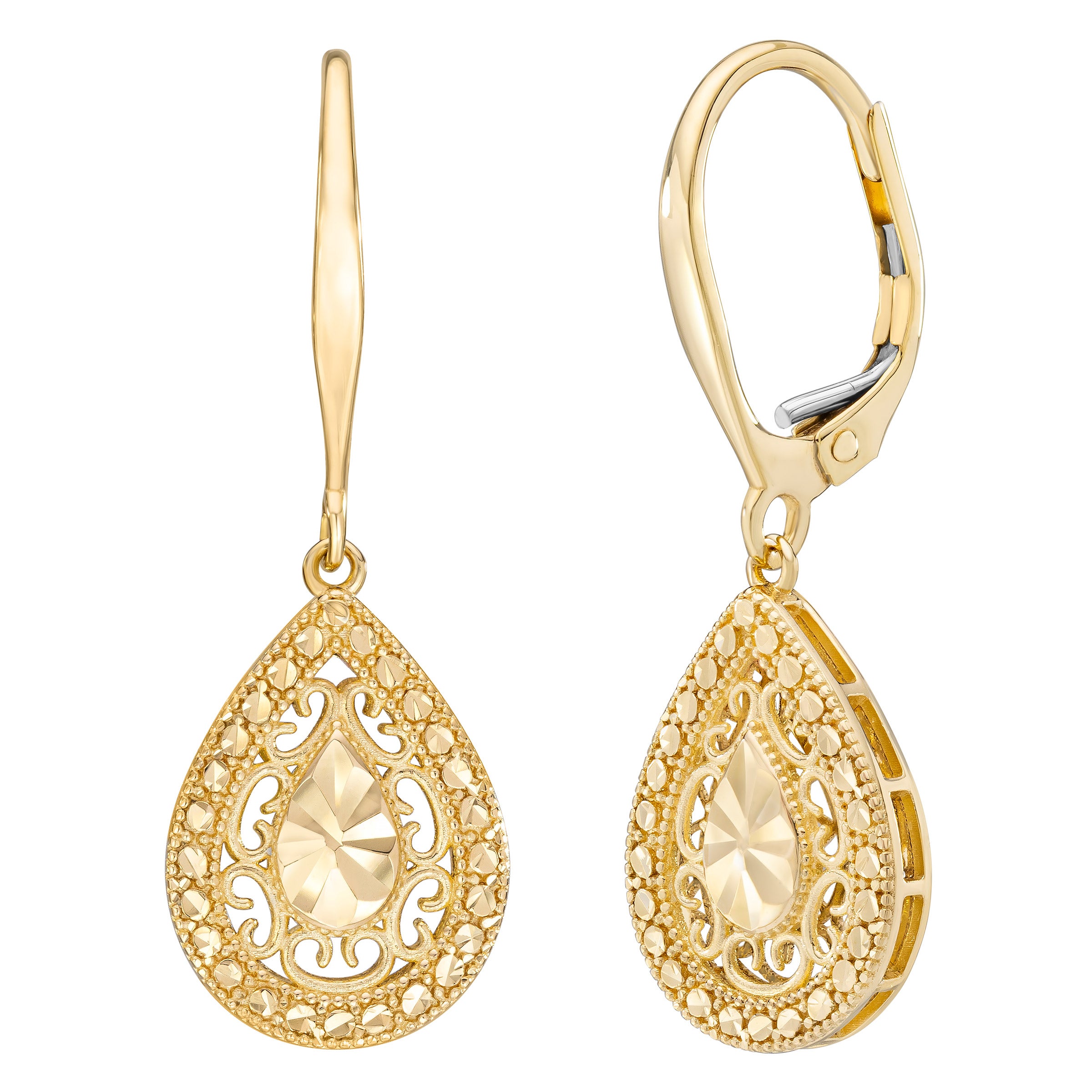 14KT YELLOW GOLD PEAR DROP EARRINGS MADE IN ITALY