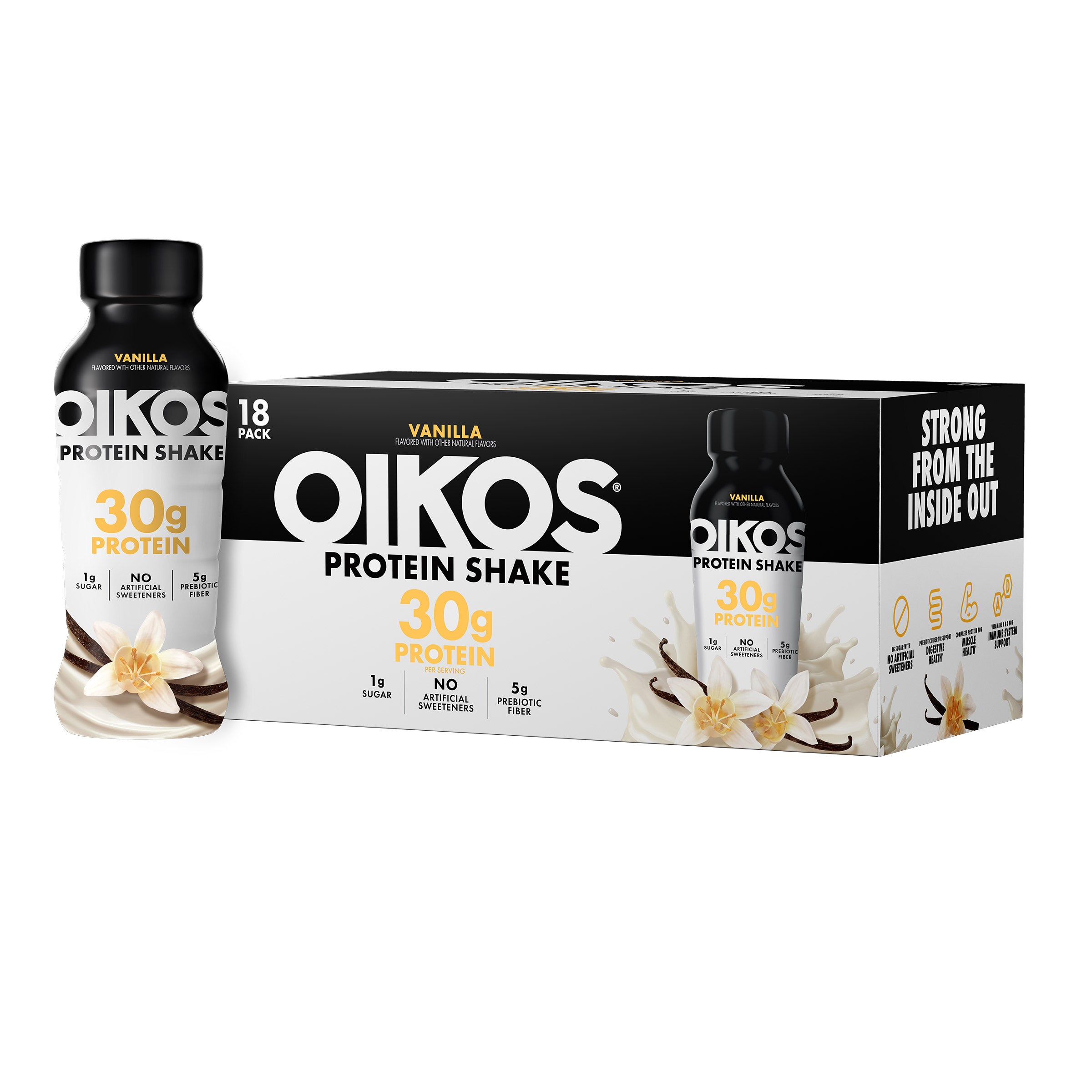OIKOS PROTEIN SHAKE VANILLA 12 FL OZ - 18 CT - Image 1
