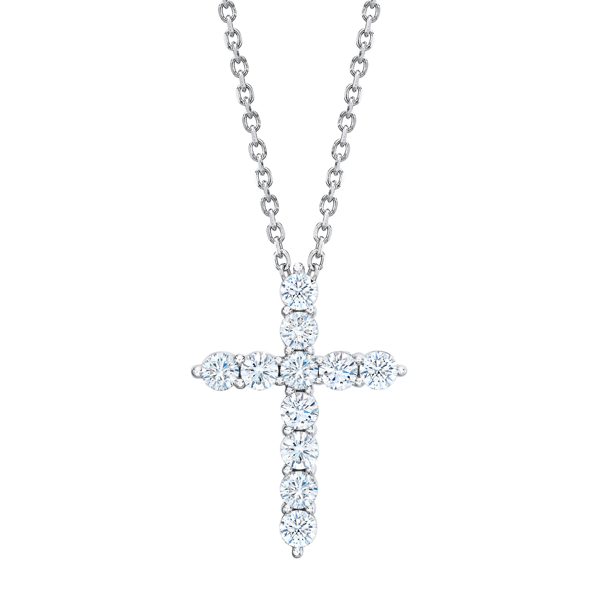 14KT WHITE GOLD VS2 G 1.00CTW ROUND DIAMOND CROSS PENDANT - Image 1