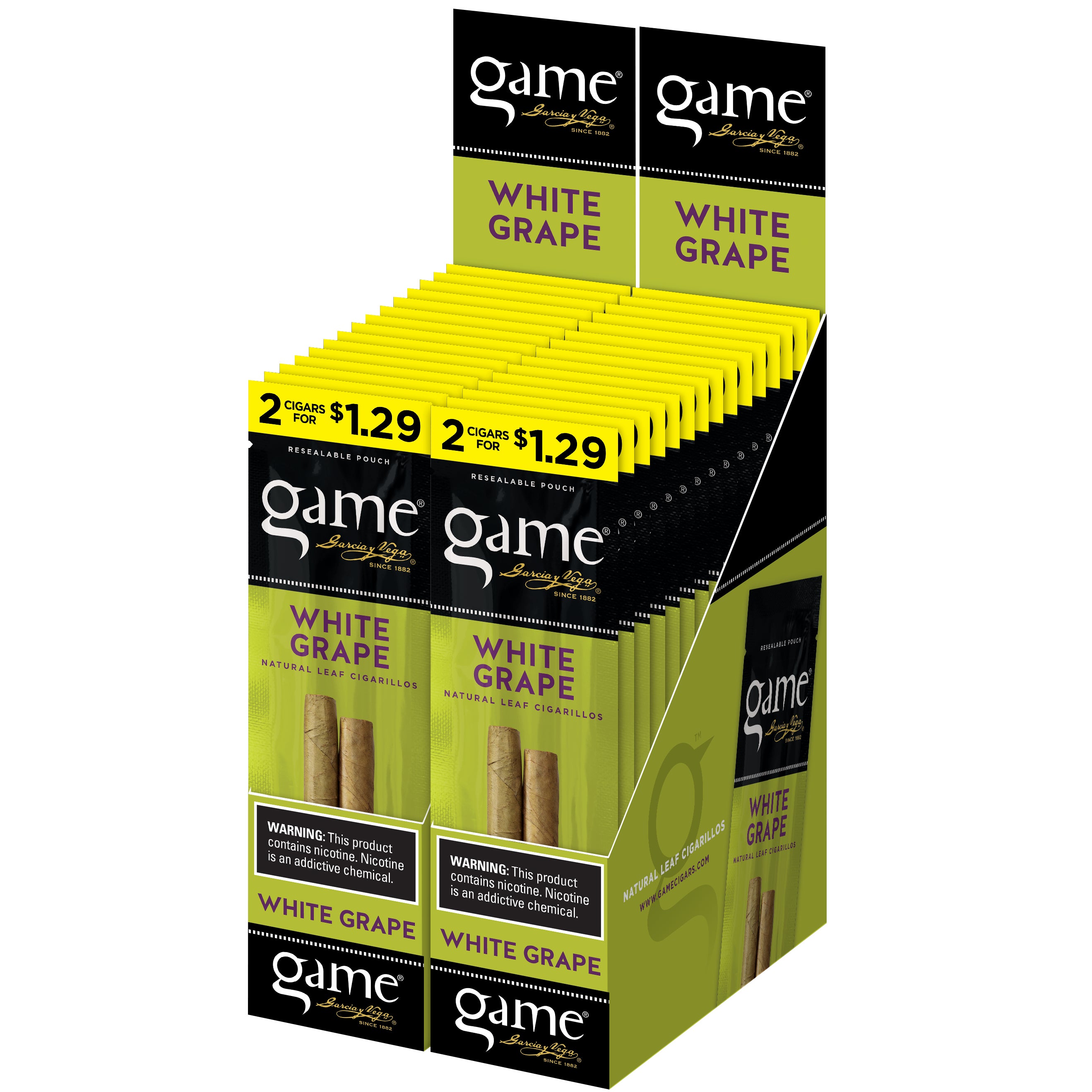GAME FOILFRESH FLAVOR CIGARILLOS WHITE GRAPE 30 CT 2/$1.29