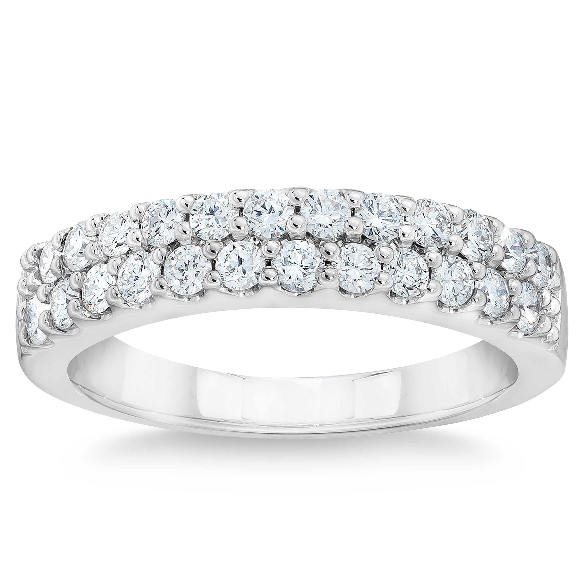 14KT WHITE GOLD VS2 I 0.70CTW ROUND DIAMOND DOUBLE ROW BAND - Image 1