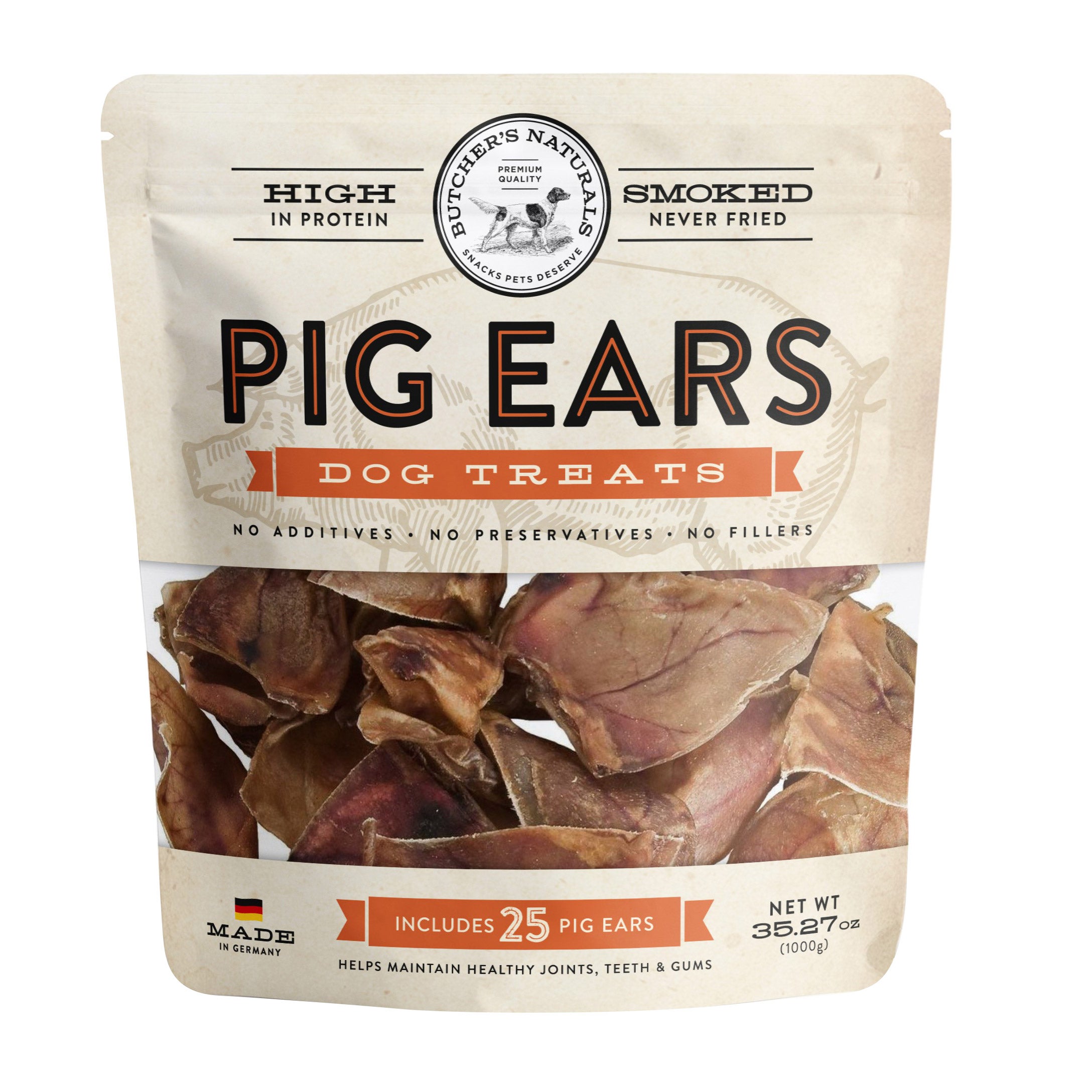 BUTCHERS NATURALS PIG EARS 25 CT