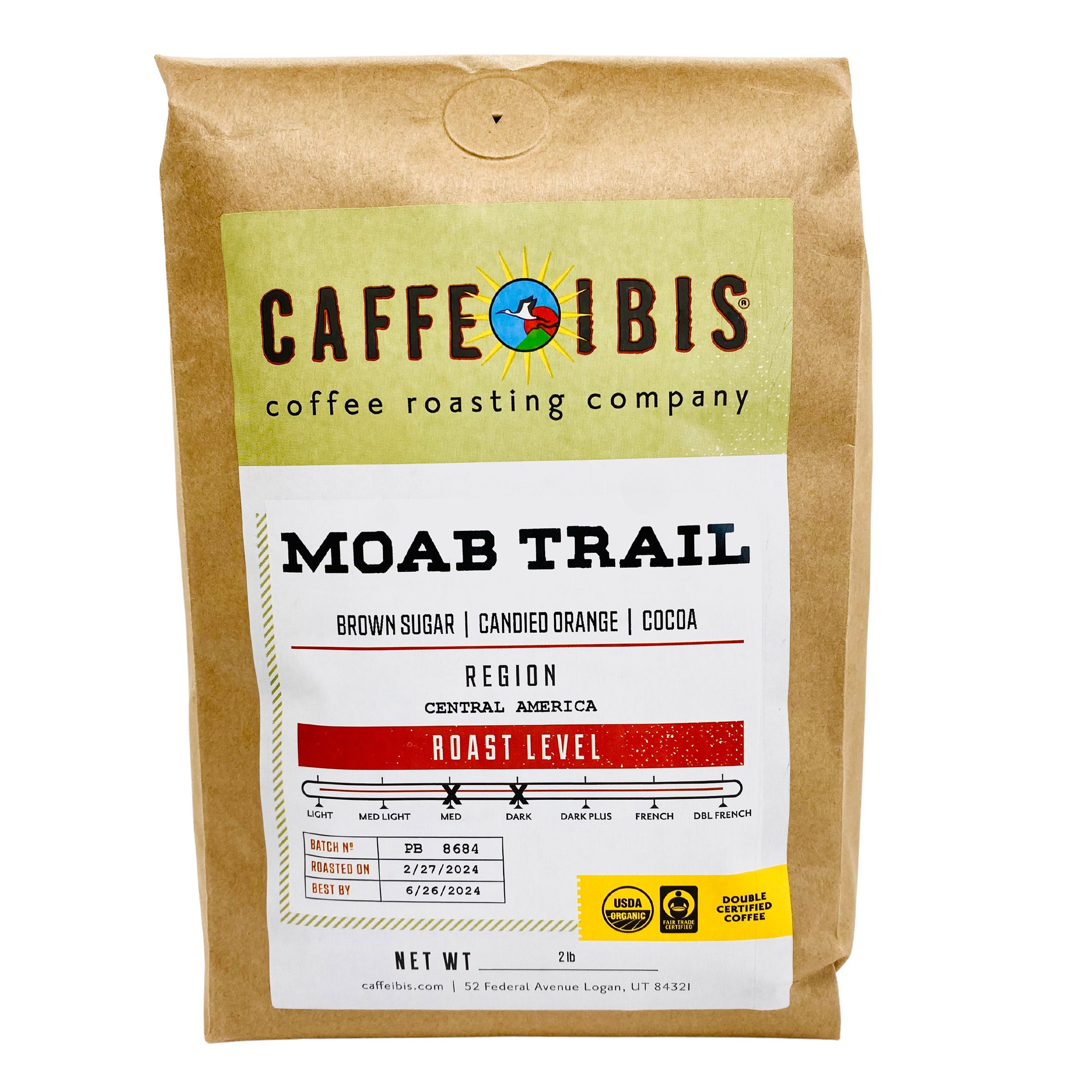 CAFFE IBIS ORGANIC MOAB TRAIL 2 LBS WHOLE BEAN