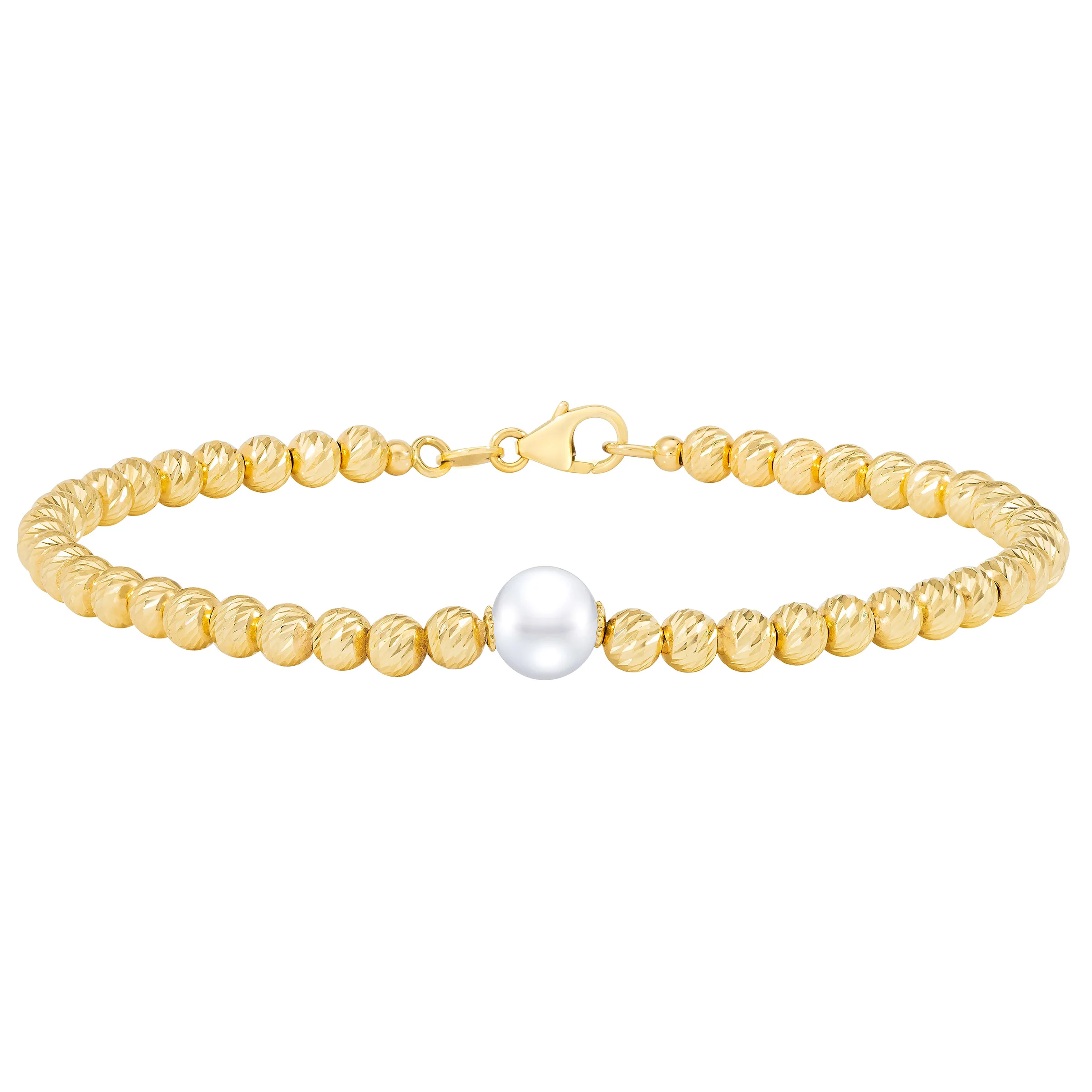 14KT YELLOW GOLD FRESHWATER CULTURED 7.5-8MM PEARL BRACELET - Image 1