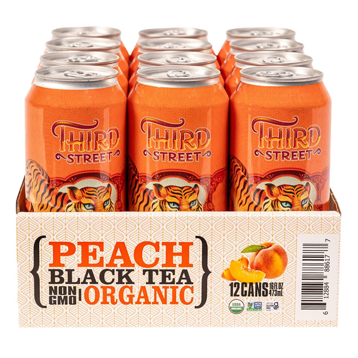 THIRD STREET ORGANIC PEACH BLACK TEA 12/16 OZ CANS