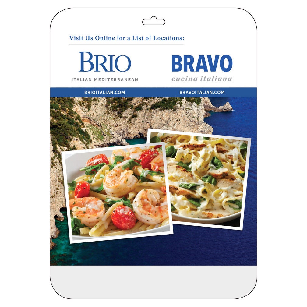 BRAVO/BRIO RESTAURANTS 4/$25 GIFT CARDS ITEM IS NON-REFUNDABLE