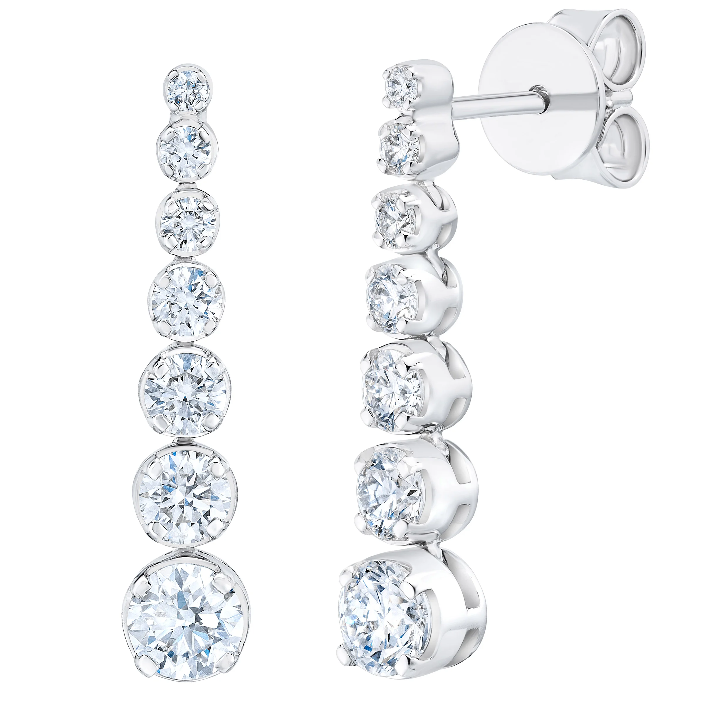 14KT WHITE GOLD VS2 I 1.25CTW ROUND DIAMOND EARRINGS - Image 1