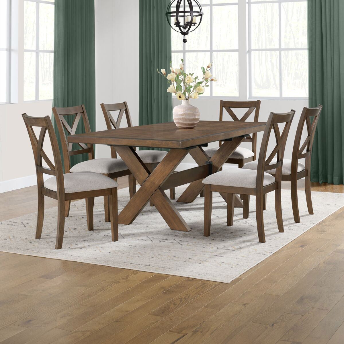 BAYSIDE FURNISHINGS LATHAN 7-PIECE DINING SET - Image 1