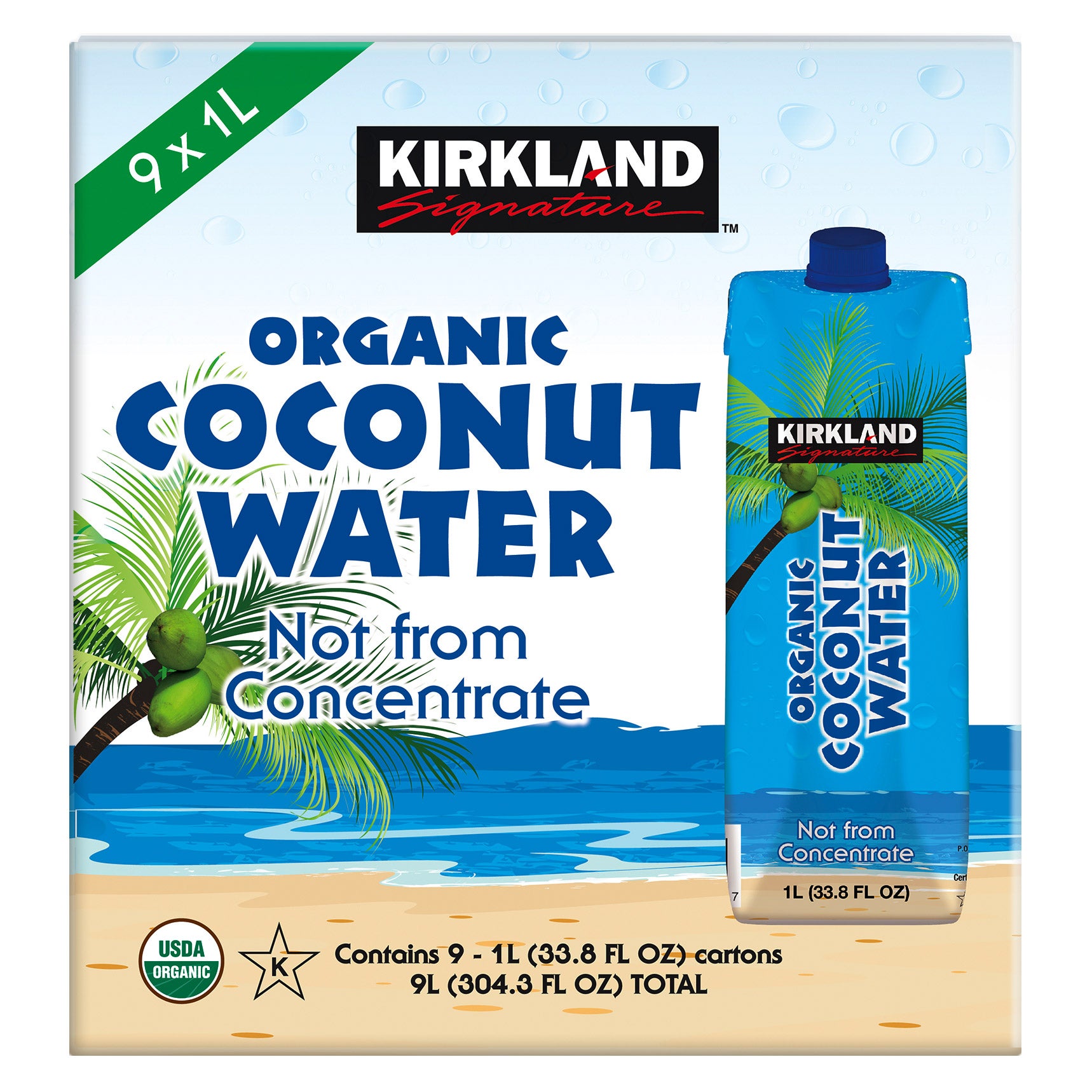 KIRKLAND SIGNATURE 100% ORGANIC COCONUT WATER 9/1LITER