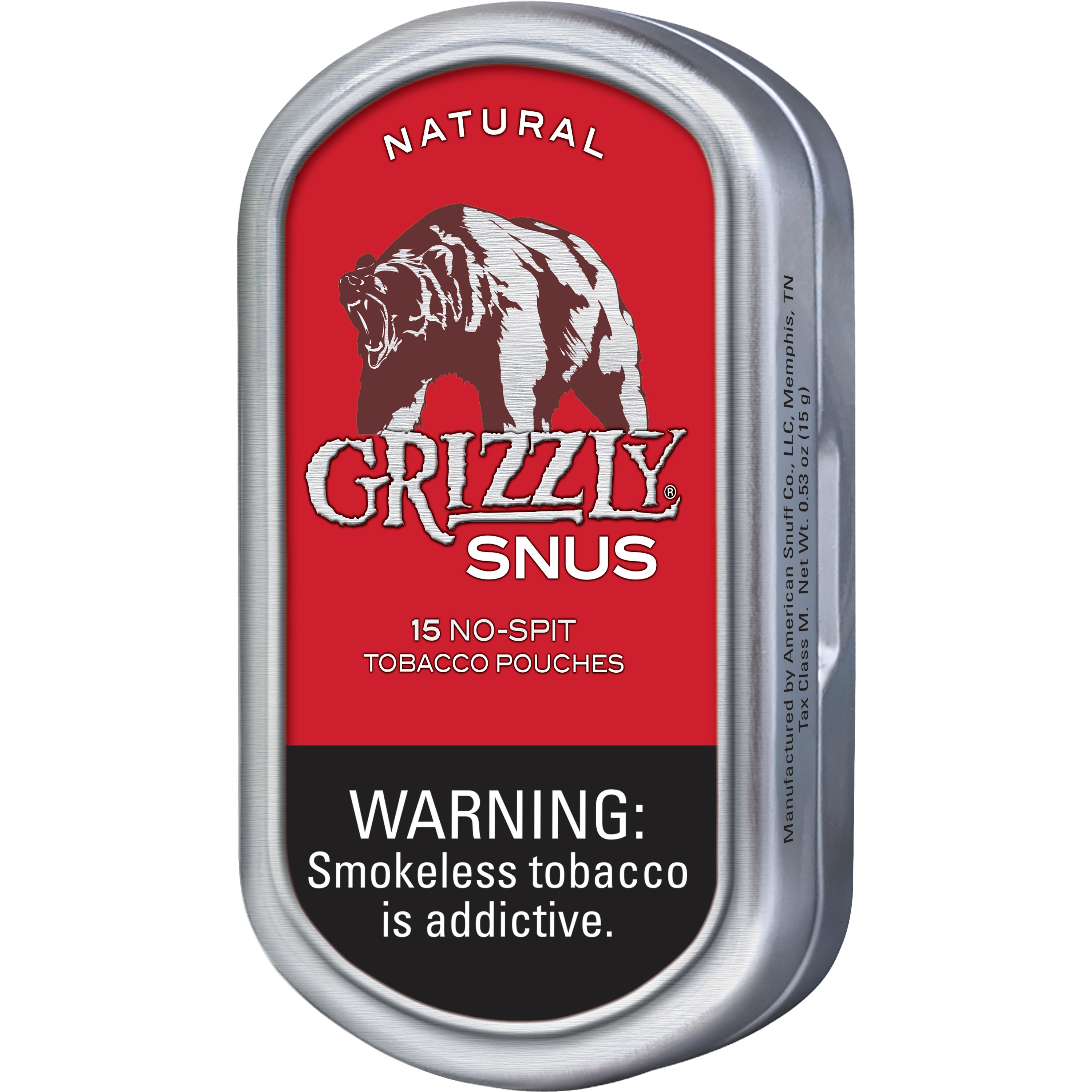GRIZZLY SNUS NATURAL 5/.53 OZ TIN