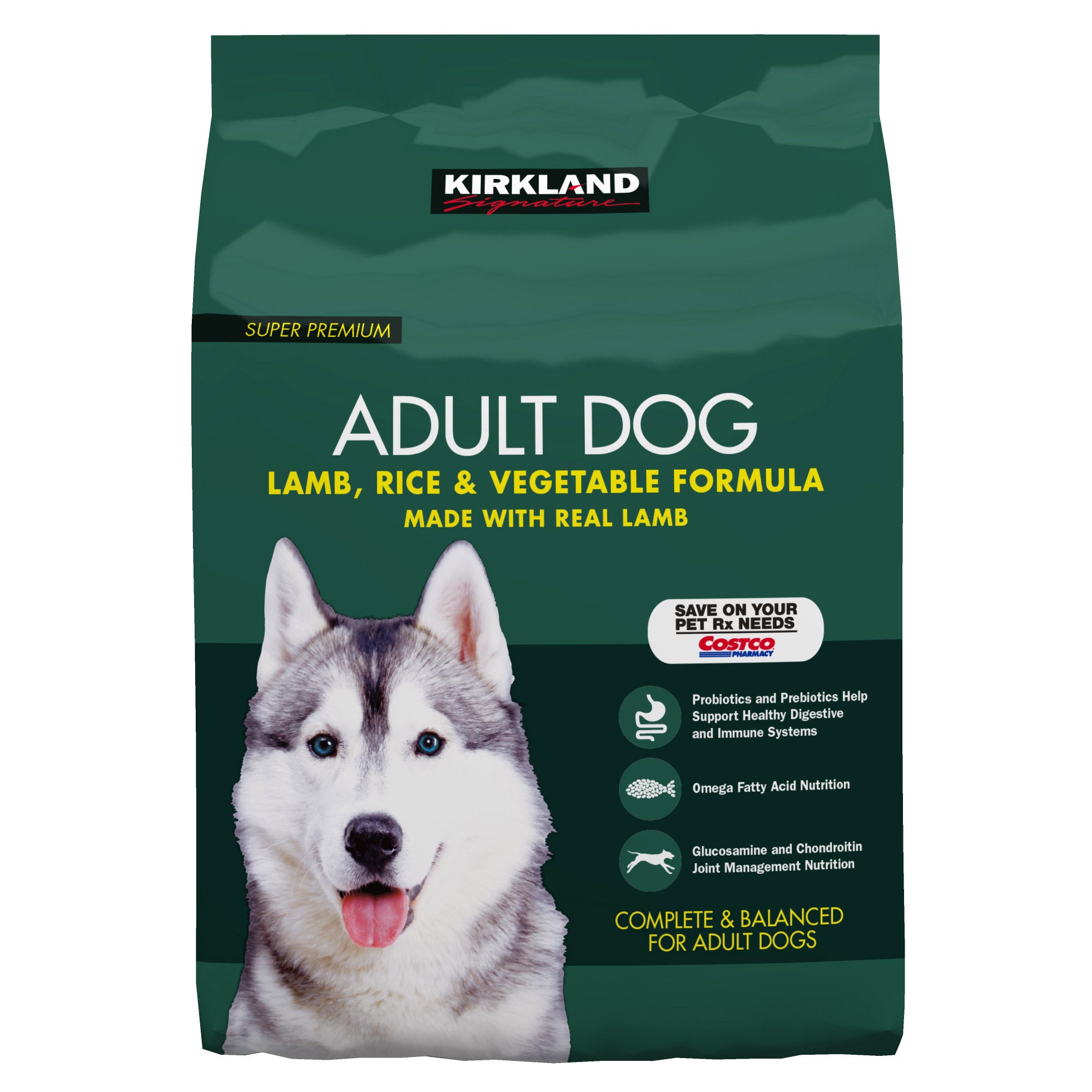 KIRKLAND SIGNATURE LAMB, RICE, & VEG 40 POUND DOG FOOD