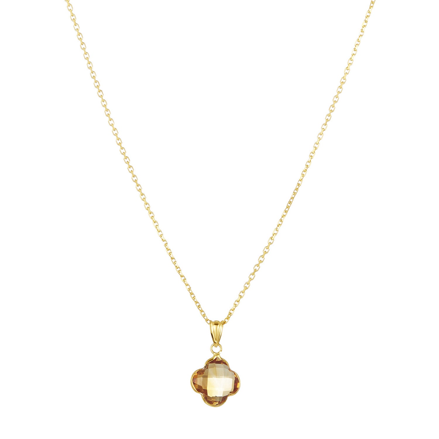 14KT YELLOW GOLD 10MM CITRINE PETAL FLOWER NECKLACE - Image 1