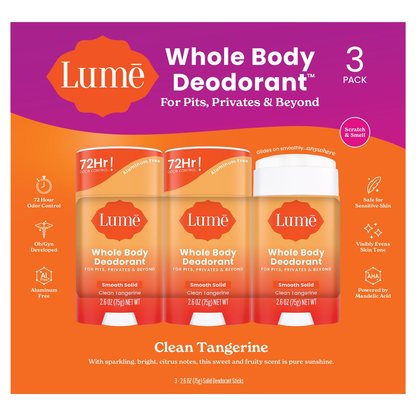 LUME WHOLE BODY DEODORANT 3/ 2.6OZ