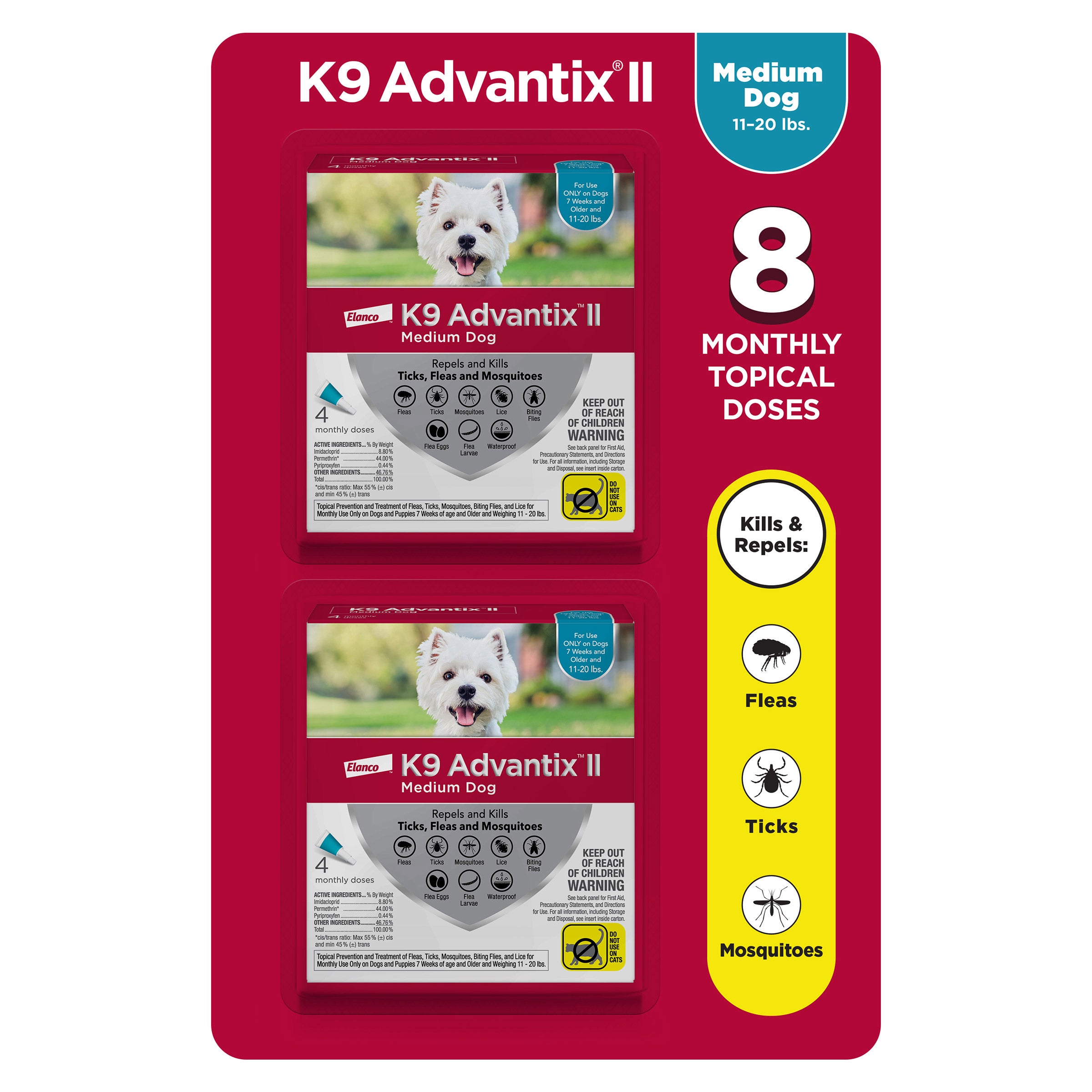 K9 ADVANTIX II MEDIUM DOG 8 MONTH SUPPLY - Image 1